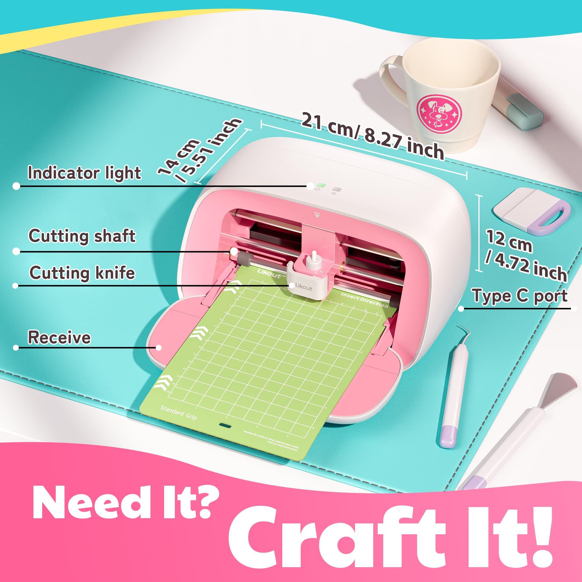 Likcut Vinyl Cutter Machine, Upgrade Cutting Machine Glee S501 for DIY Joy, Portable Smart Cutting Tool for Crafter, Sticker Decal Maker Printing for Family & School Fun Projects and Decorations, Pink - Image 2