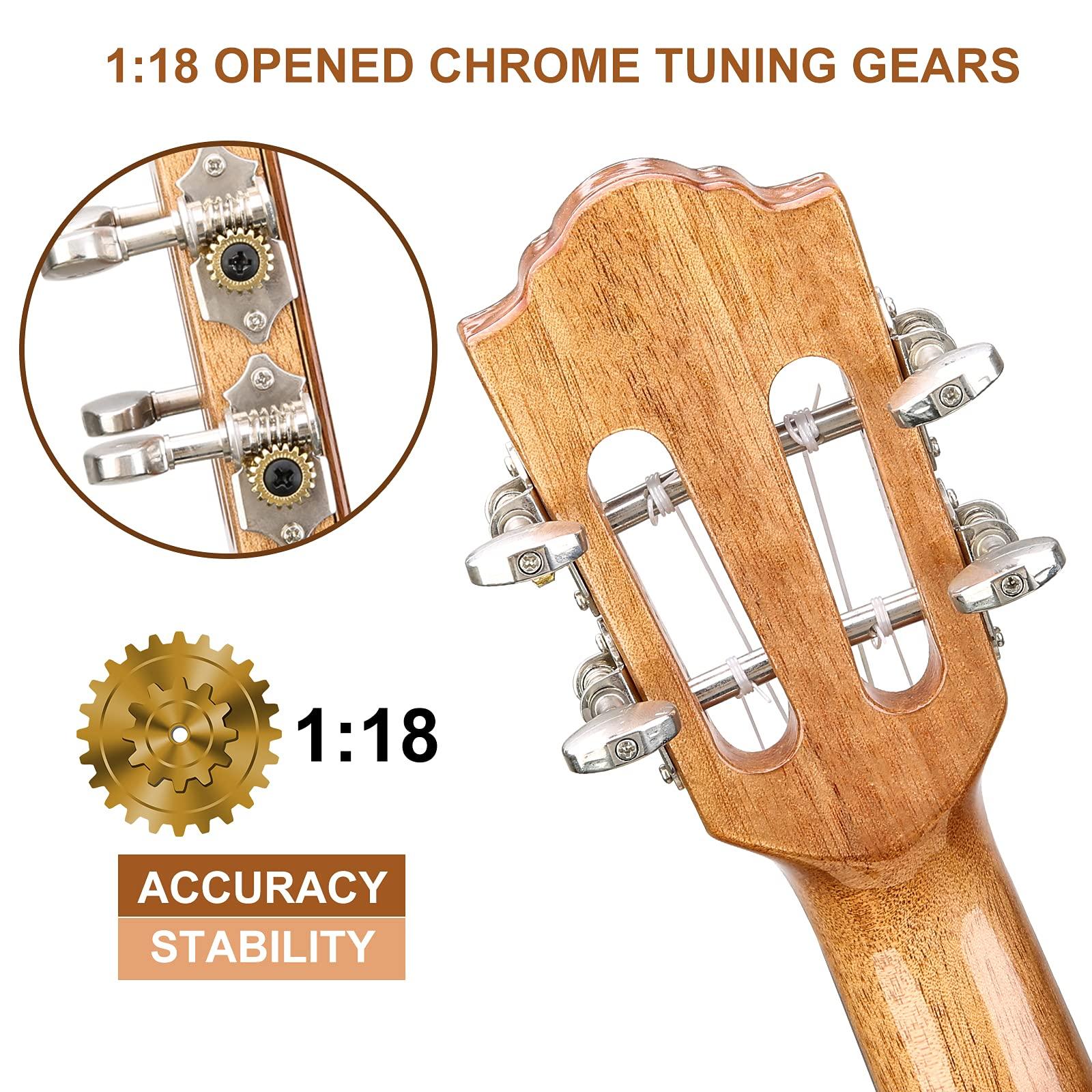 Hricane Professional Concert Ukulele 23 Inch for Adults, Koa Acacia Solid Wood Ukelele Beginners Kit Glossy Satin Finished Body with Gig Bag Tuner Strap Strings Set Pick - Image 3