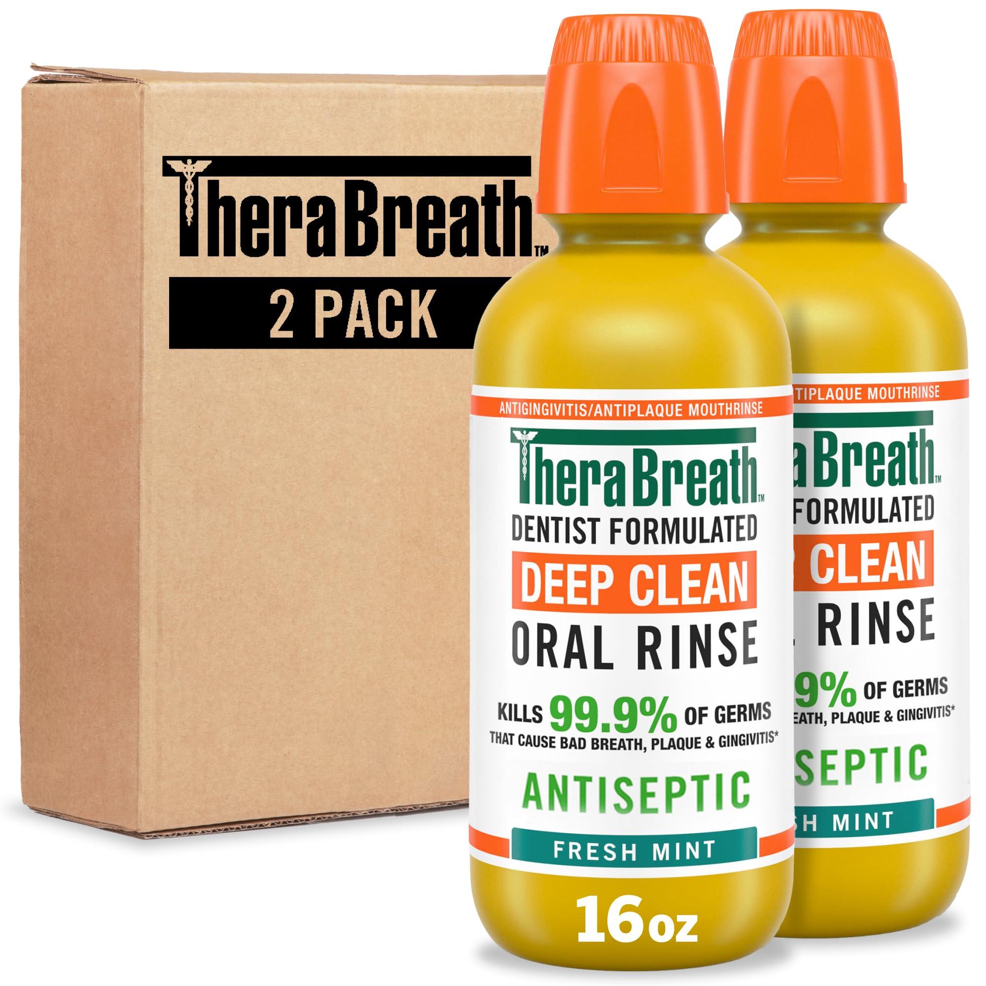 TheraBreath Deep Clean Mouthwash, Antigingivitis, Antiseptic, Fresh Mint Flavor, Dentist Formulated, Alcohol Free, 16 fl oz (Pack of 2) - Image 7