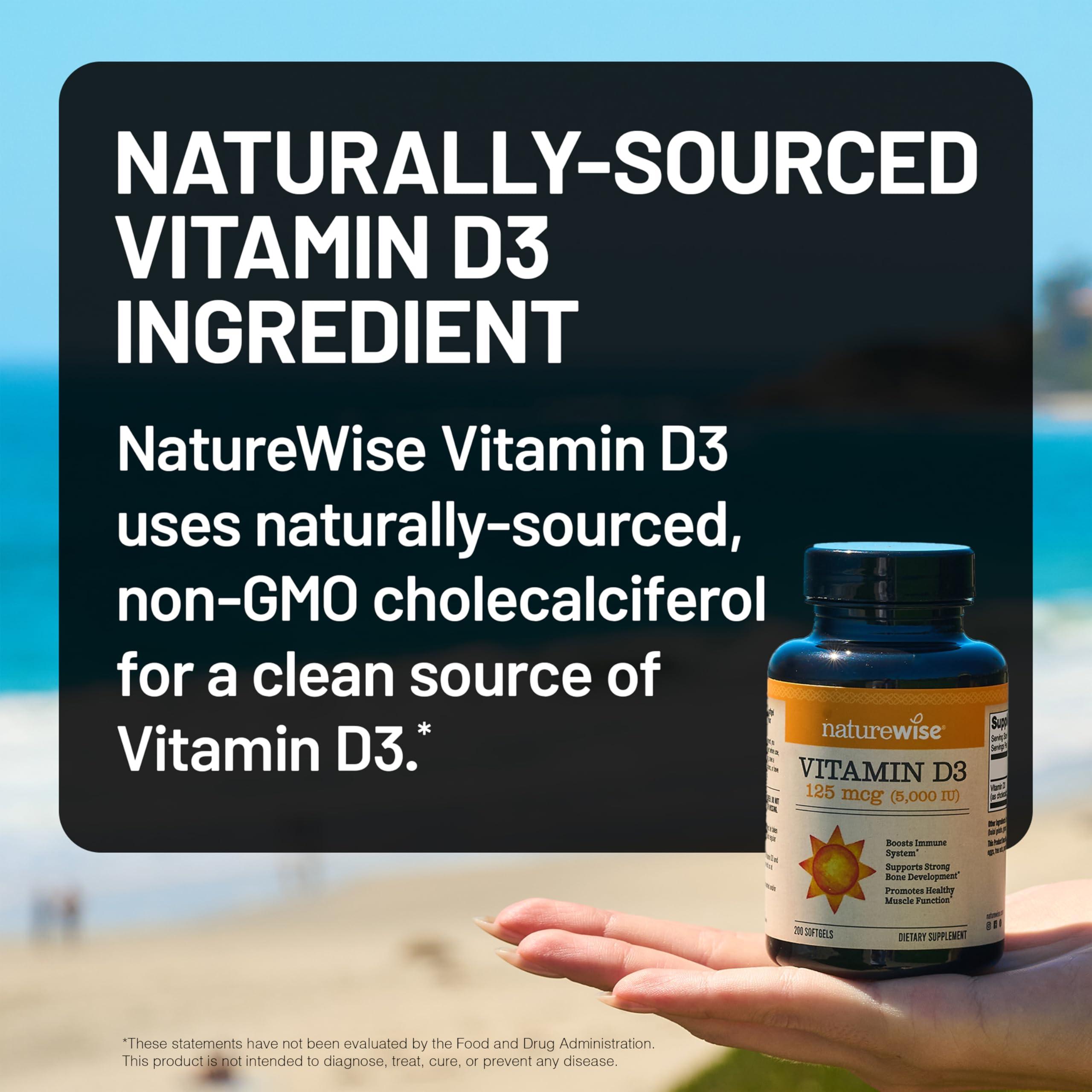 NatureWise Vitamin D3 5000iu (125 mcg) 1 Year Supply for Immune Support, Healthy Muscle Function, and Bone Health - Non-GMO, Gluten Free in Organic Extra Virgin Olive Oil, (Mini Softgel), 360 Count - Image 3
