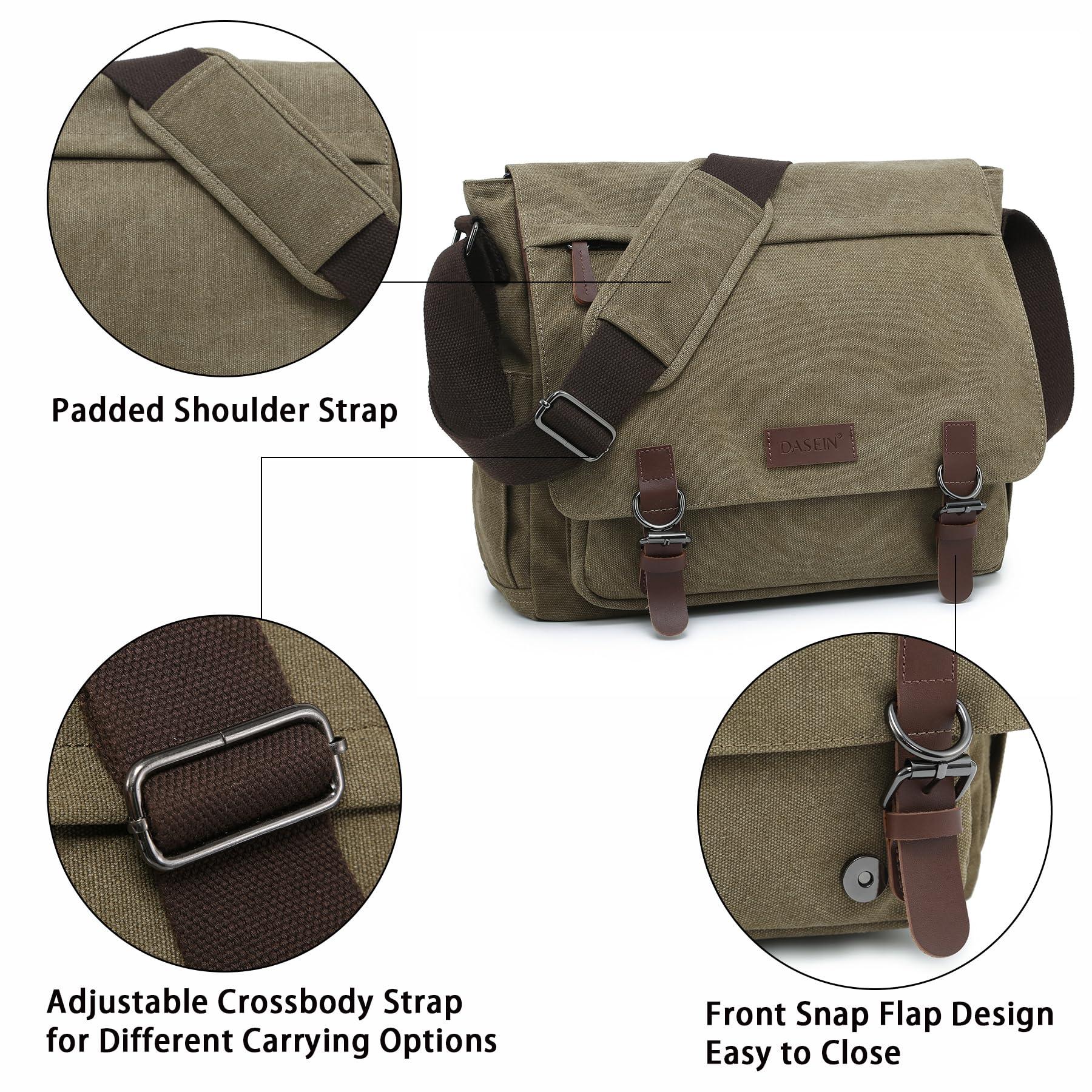 Large Vintage Canvas Messenger Shoulder Bag Travel Crossbody Purse Briefcase Business Bag for 15inch Laptop - Image 6