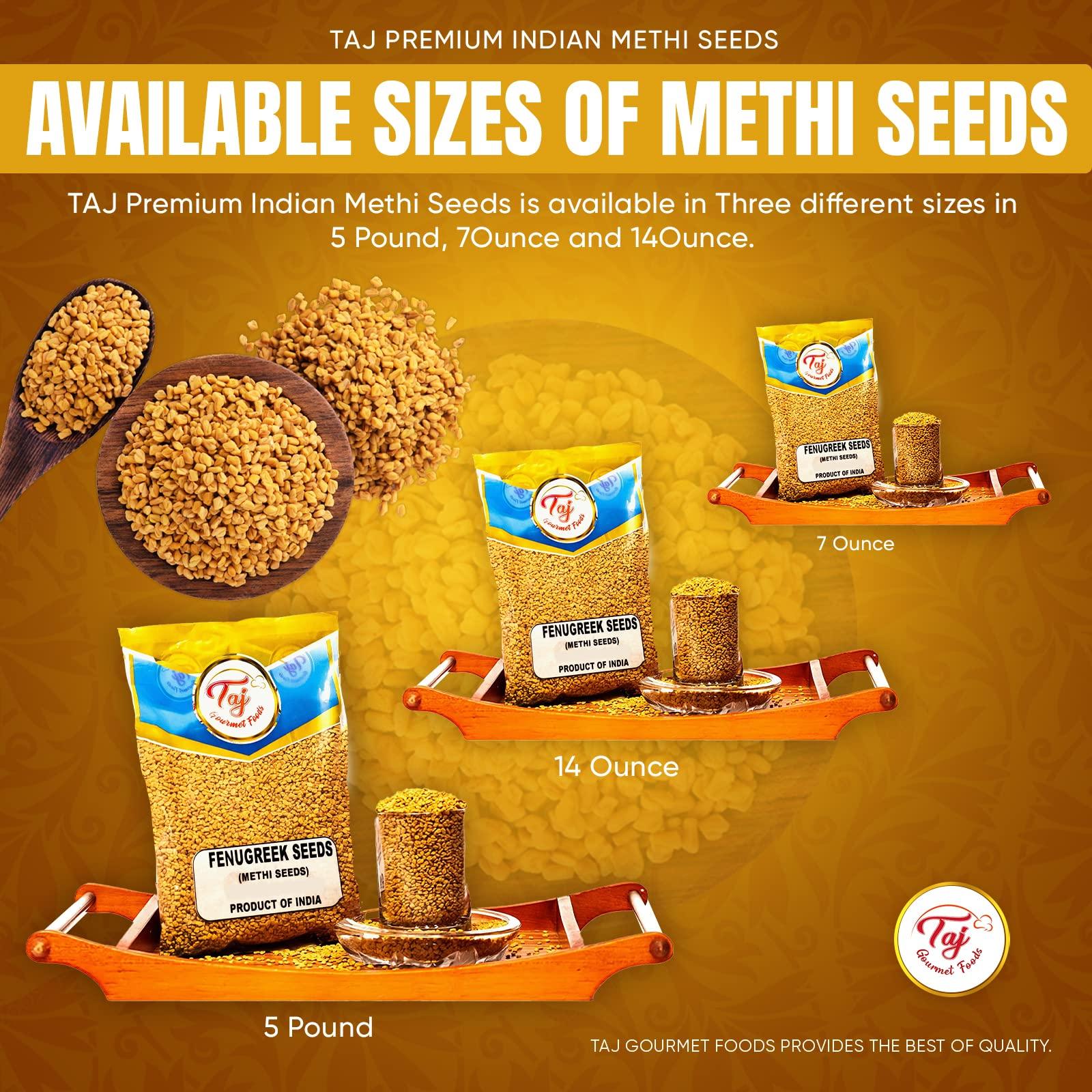 TAJ Premium Indian Methi Seeds, Fenugreek Seeds, Trigonella foenum graecum, (14 Ounce) - Image 7