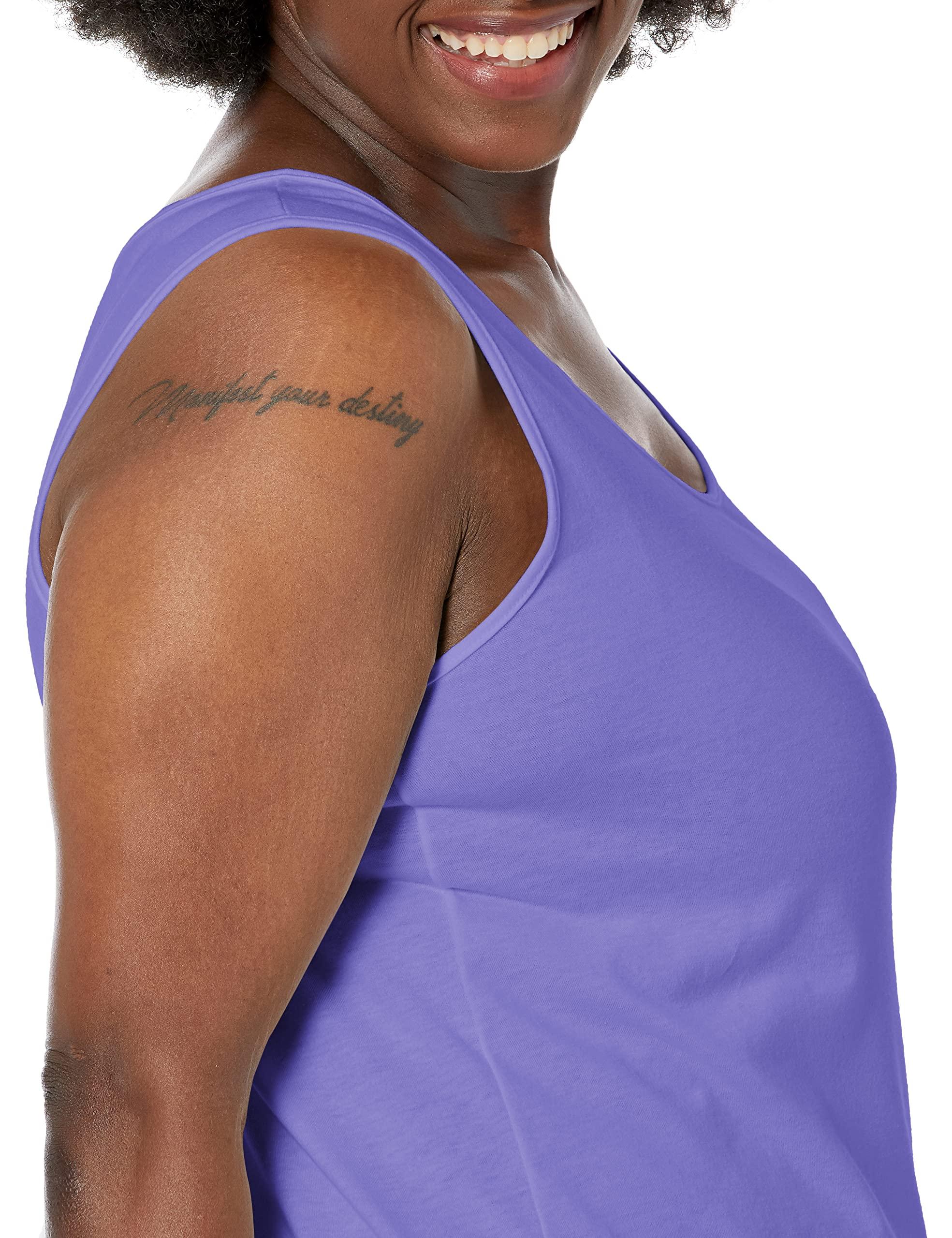JUST MY SIZE Women's Size Cotton Jersey Shirttail Tank Top, Plus Sleeveless Shirts - Image 3