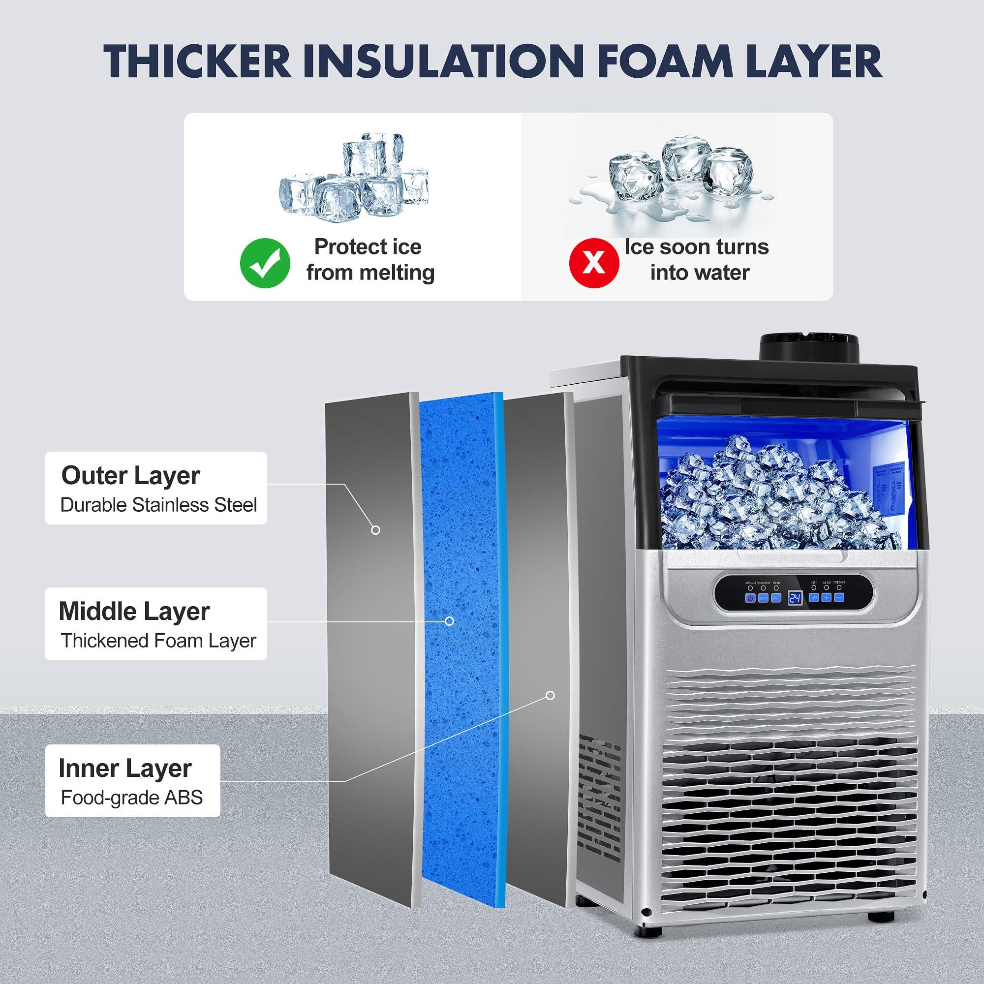 100LBS/24H Commercial Ice Maker Machine, Dual Water Inlet Under Counter or Freestanding Ice Machine, 36 Cubes/Cycle with 22LBS Storage for Home, Bar, Restaurant, Coffee Shop - Image 5