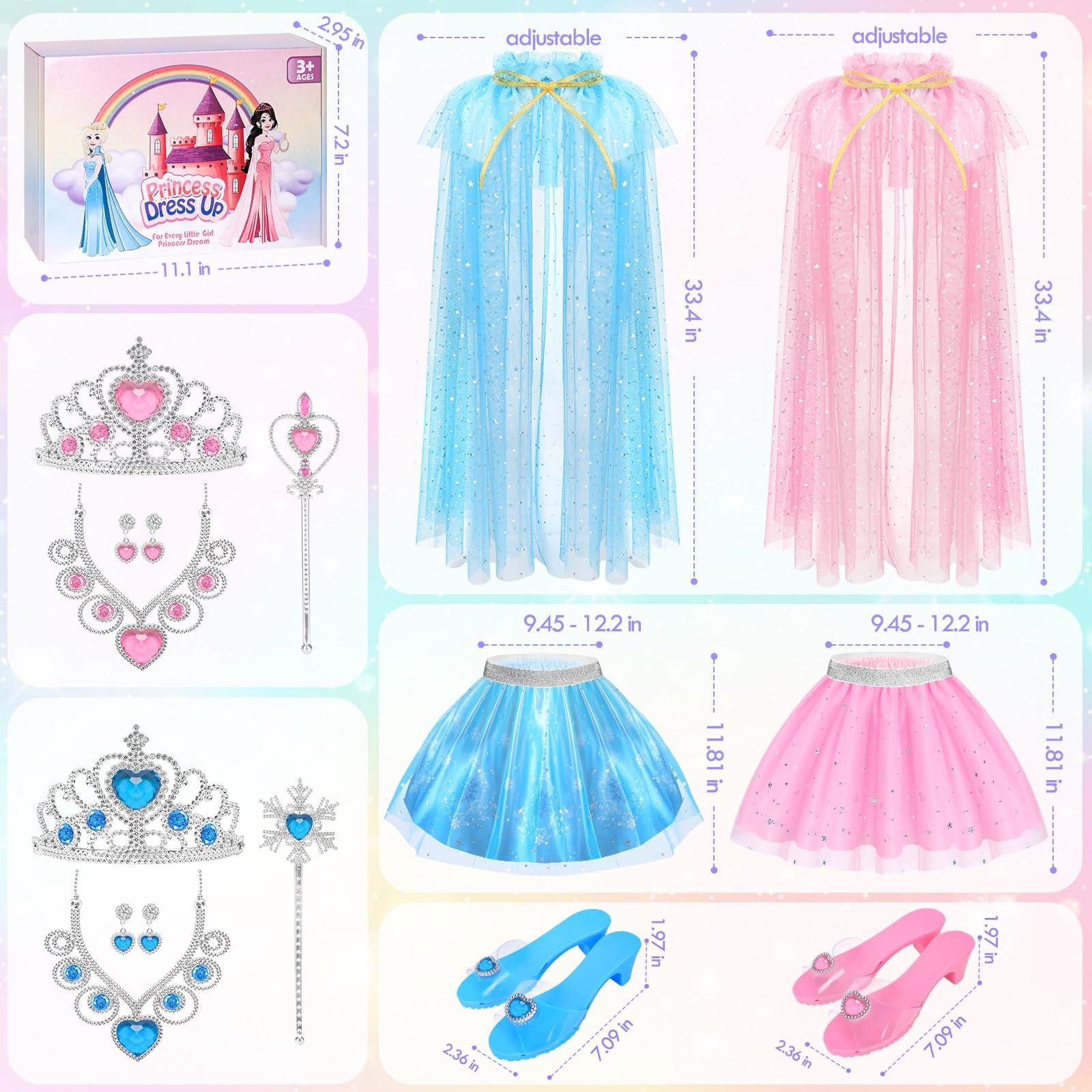 TSDATOWR Princess Dress Up Clothes for Little Girls Toddlers, Princess Costume Set with Princess Cape, Tutu, Crown, Shoes - Image 7