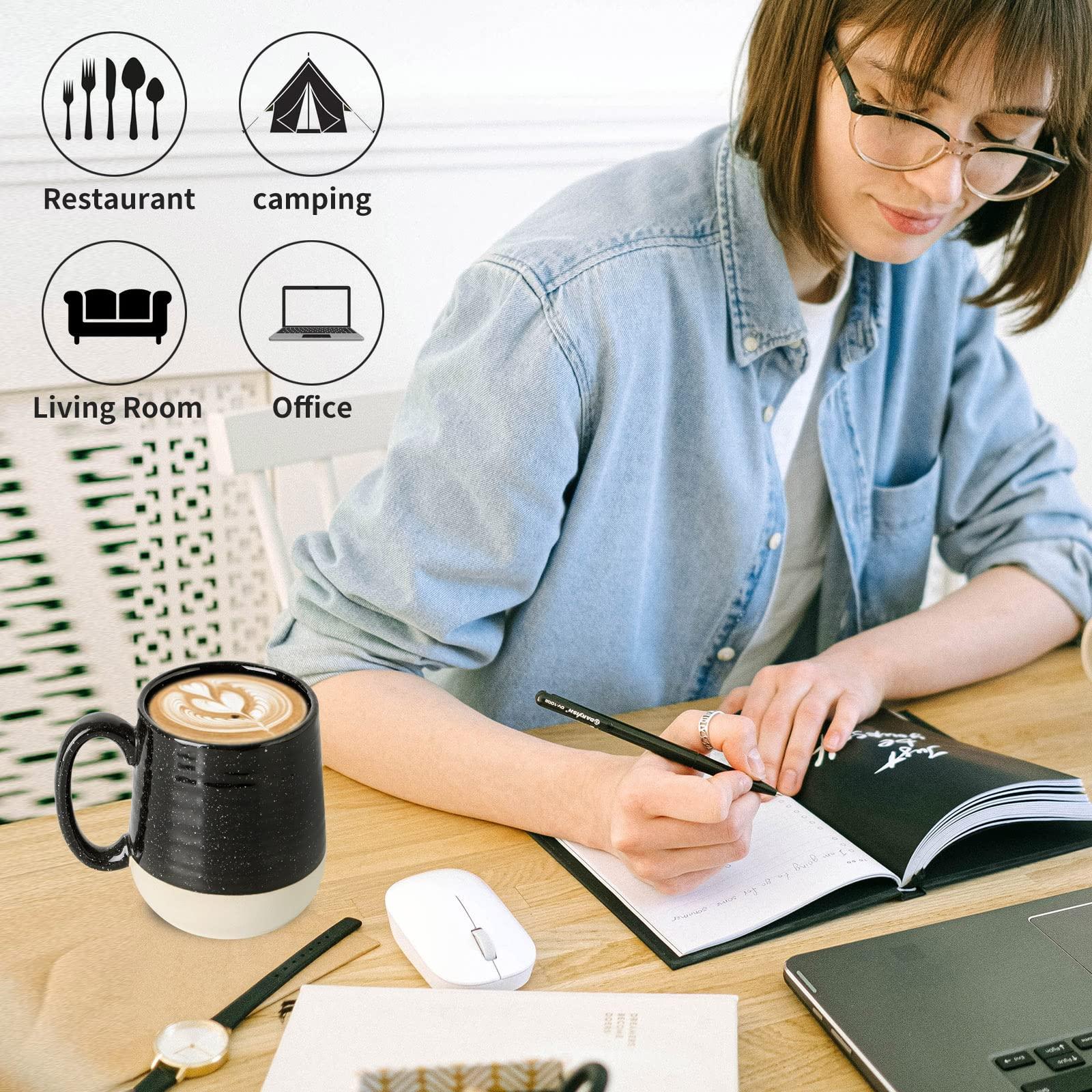 Hasense Large Coffee Mug, 20 oz Ceramic Coffee Cup with Comfortable Handle for Office and Home, Ideal for Coffee Tea Latte, Dishwasher Microwave Safe, 1 PCS(Black) - Image 4
