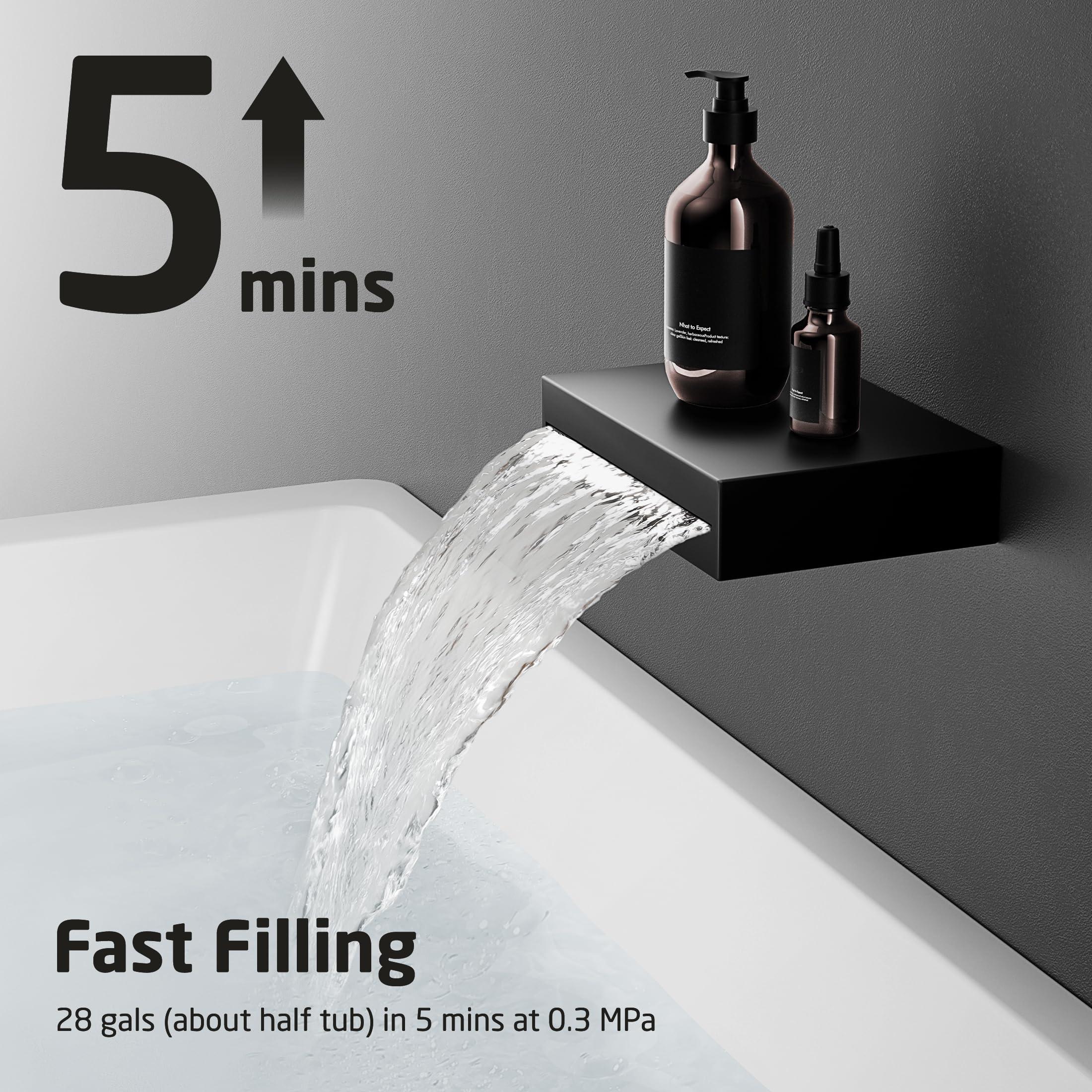 KES Shower System with Tub Spout, Matte Black Shower Faucet Set Complete 10 Inch Rain Shower Head with Handheld Spray and Waterfall Bathtub, cUPC Pressure Balance Shower Valve Trim Kit, XB6305F18-BK - Image 8