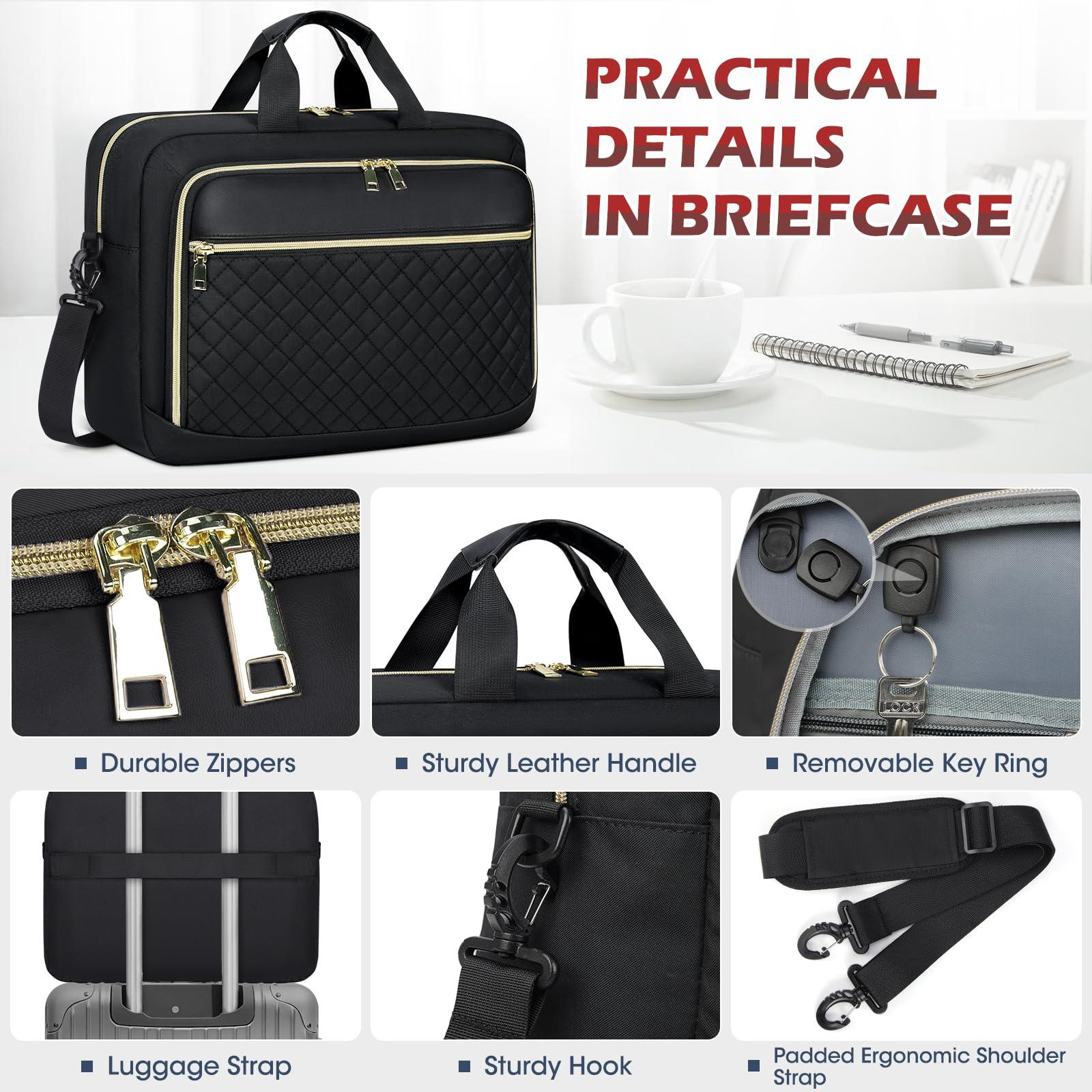 NEWHEY Laptop Bag 17.3 Inch Laptop Briefcase for Women Men Waterproof Shoulder Messenger Bag Large Computer Bag for Business Office Work College, Black - Image 5