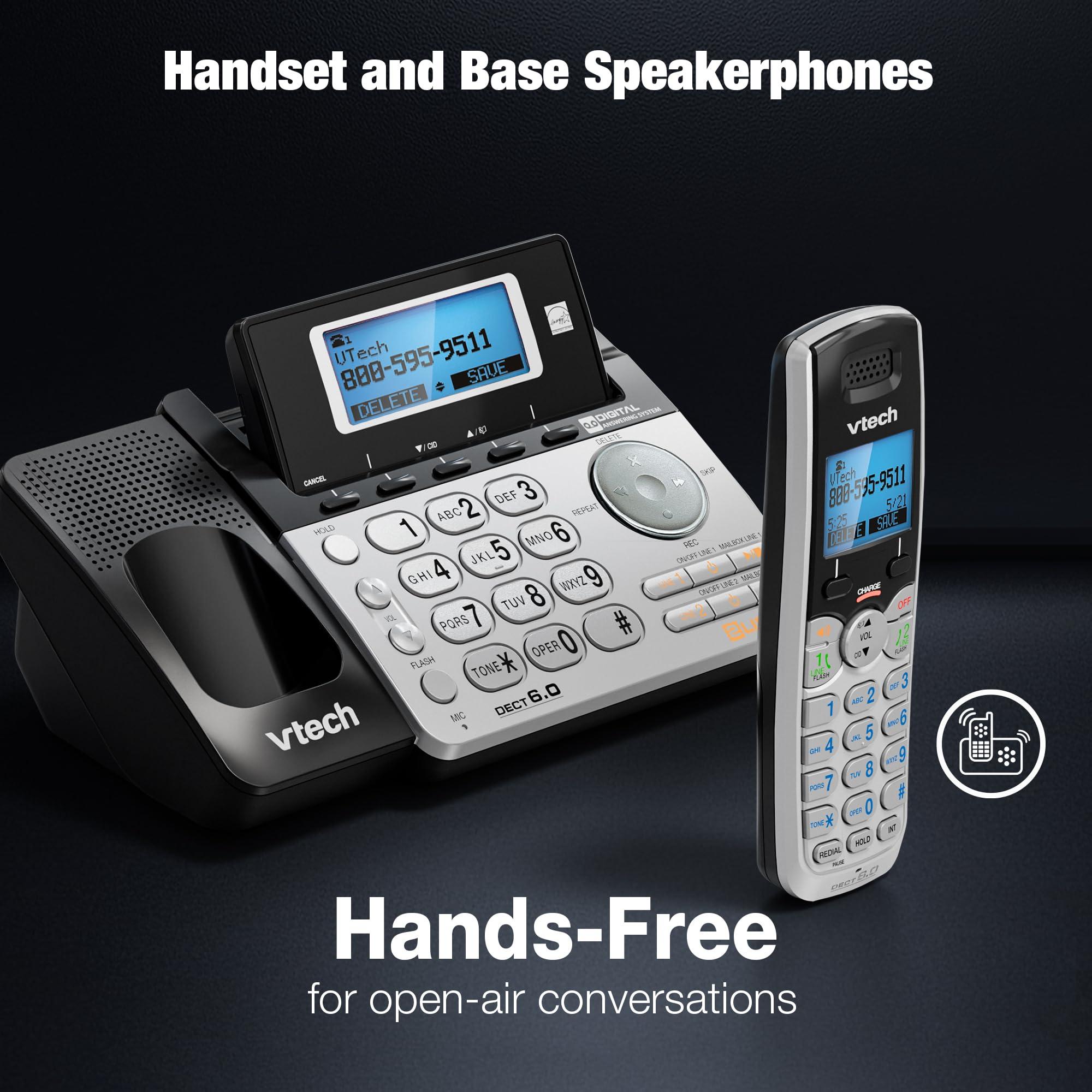 VTech DS6151-2 2 Handset 2-Line Cordless Phone System for Home or Small Business with Digital Answering System & Mailbox on Each line, Silver - Image 6
