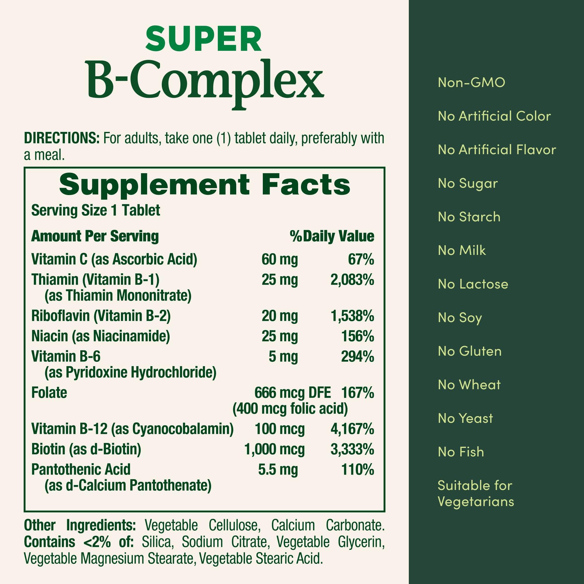 Nature's Bounty Super B Complex Vitamins with Vitamin C & Folic Acid, Vitamins for Immune & Cellular Energy Support, 150 Tablets - Image 5