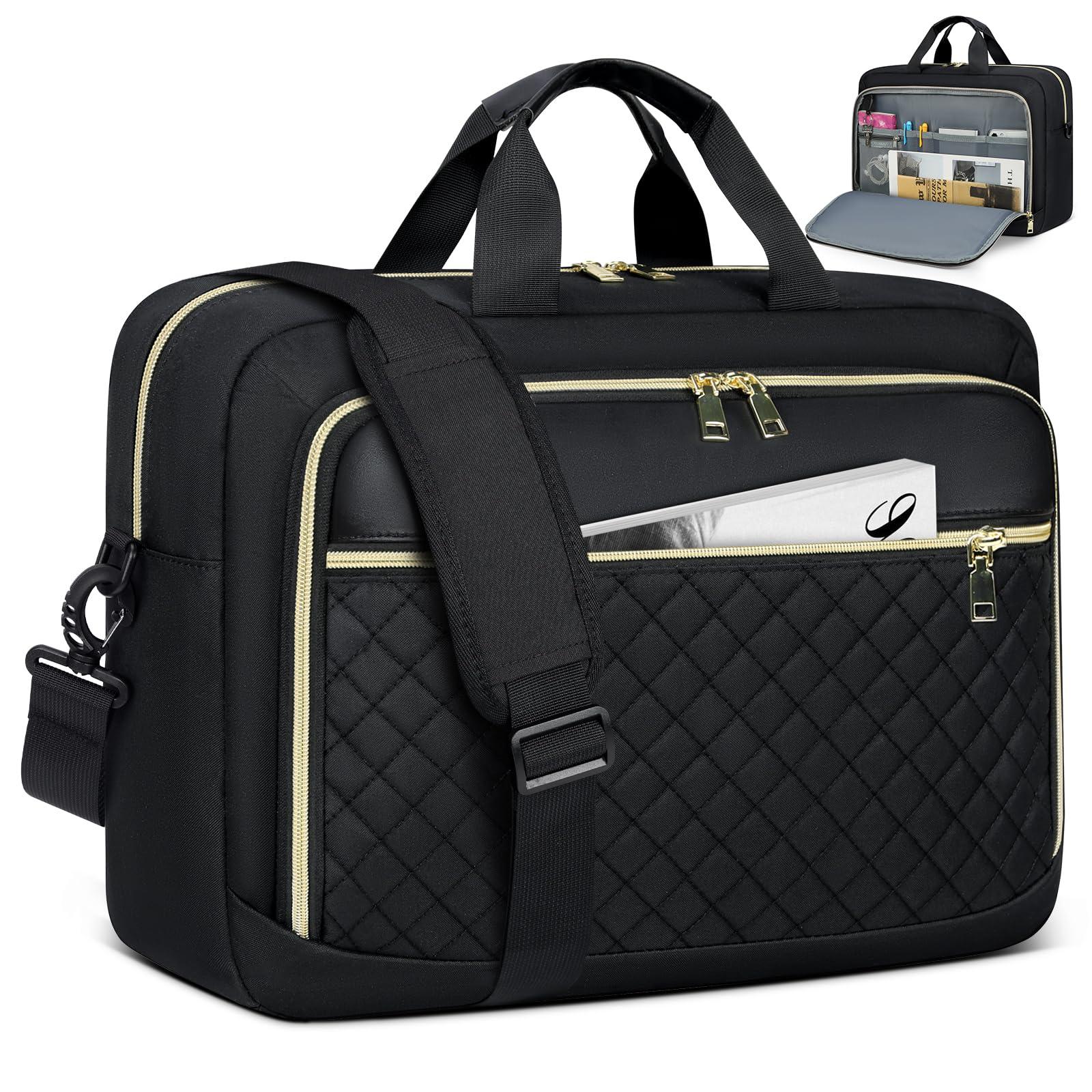NEWHEY Laptop Bag 17.3 Inch Laptop Briefcase for Women Men Waterproof Shoulder Messenger Bag Large Computer Bag for Business Office Work College, Black
