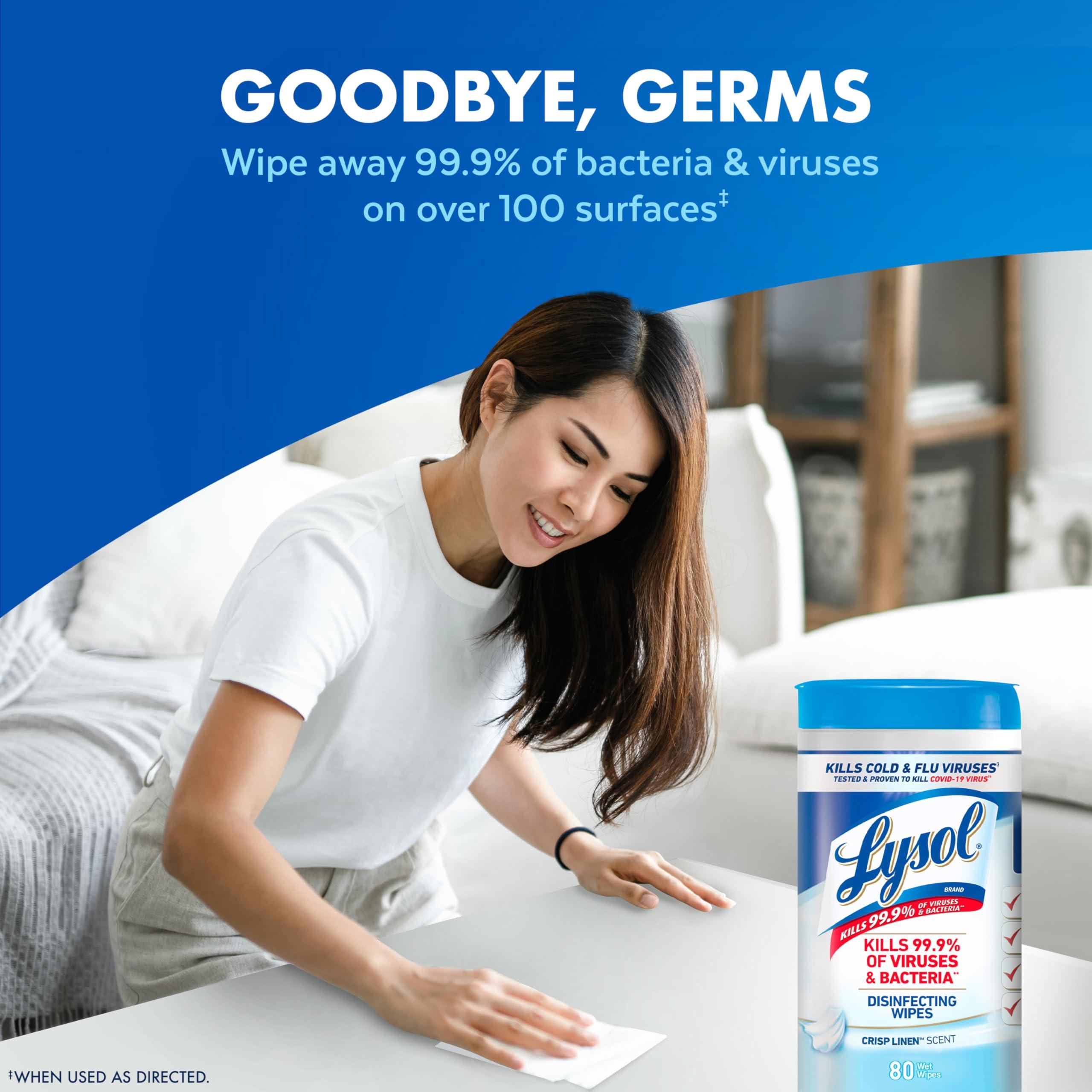 Lysol Disinfecting Wipes Bundle, Home Apartment Dorm Room Essentials and Cleaning Supplies, All Purpose Cleaner, Multi-surface Cleaning Wipes, Multi-Scent Sanitizing Wipes Bundle, 80 Count (4pk) - Image 2