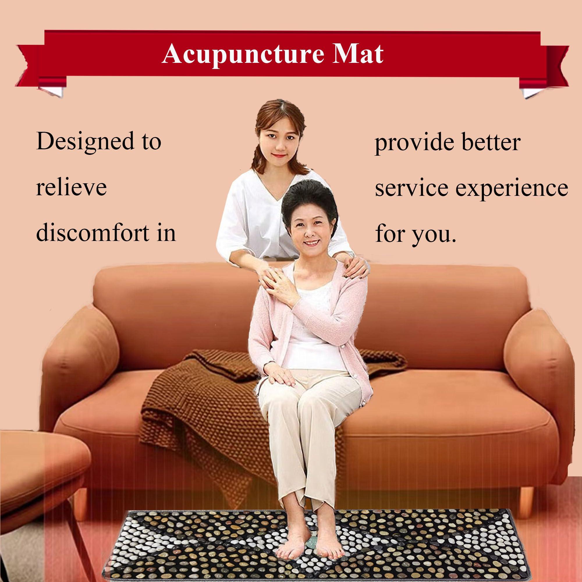 Generic Pebbles Cobblestone Foot Massage Mat for Reflexology Massage,Acupressure Relieve,Stimulates Blood Circulation for Pain Relief, 15.75*59.06in, Black - Image 5