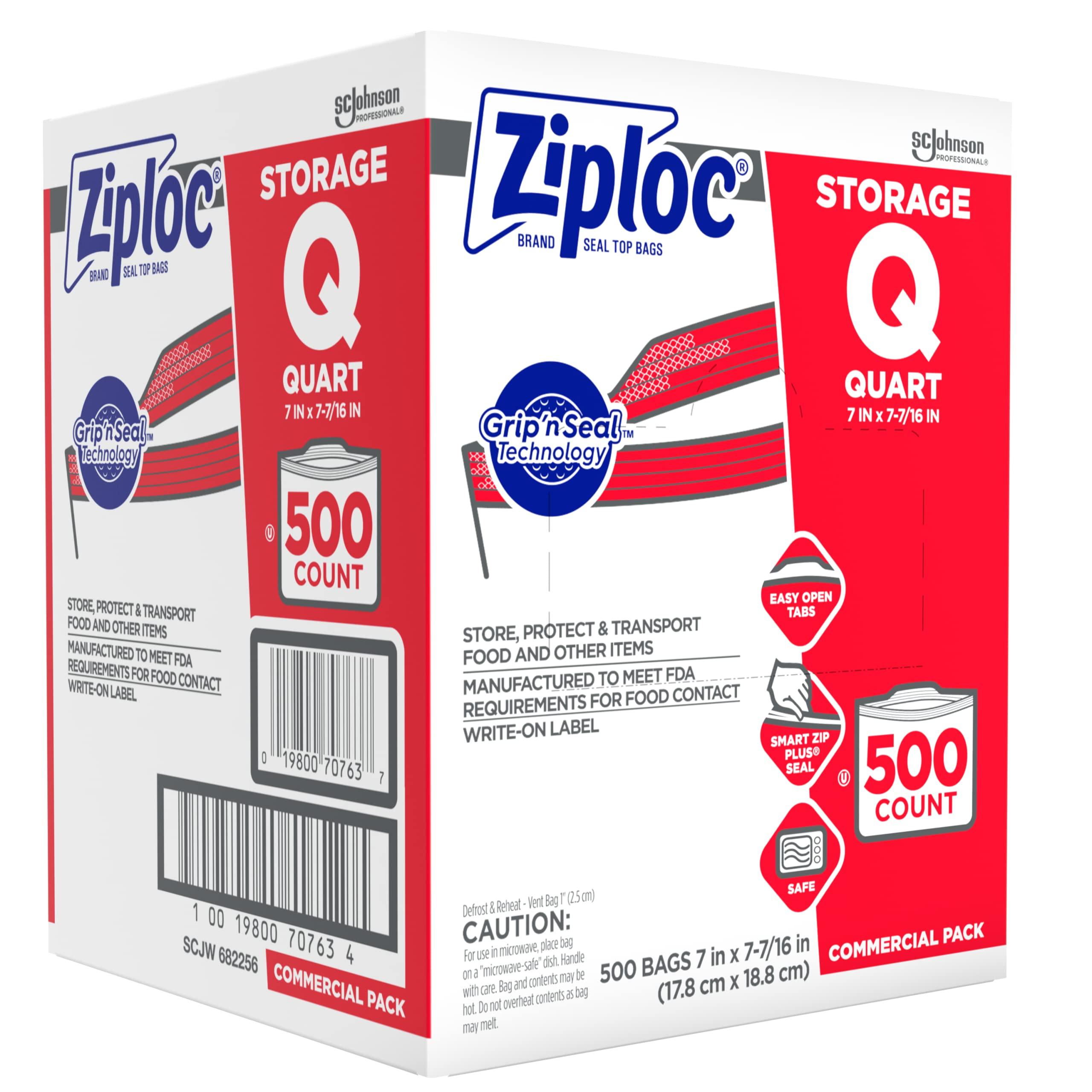 SC Johnson Professional Ziploc Storage Bags, For Food Organization and Storage, Double Zipper, Quart, 500 Count - Image 8