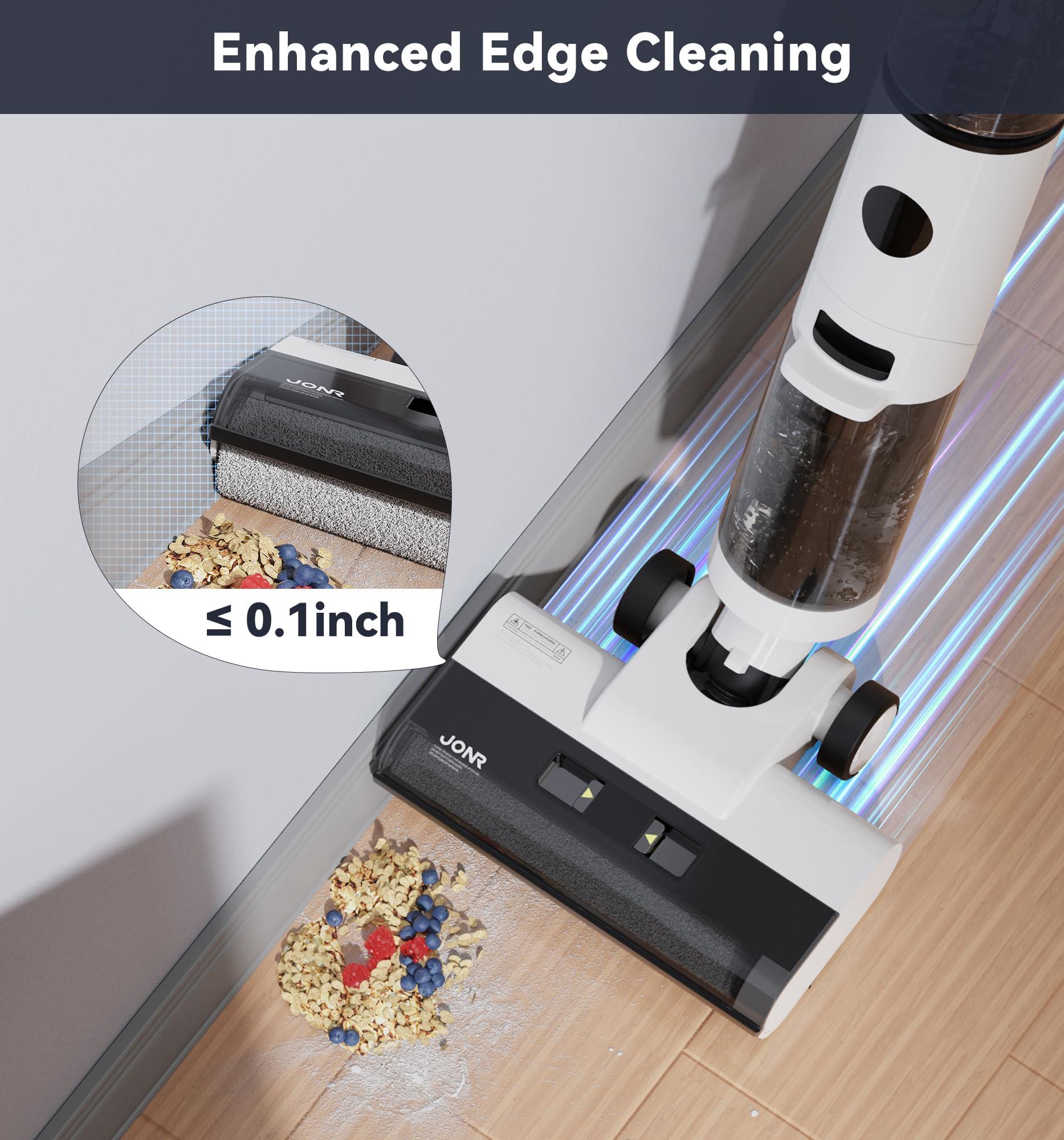 JONR ED12 Wet Dry Vacuum Cleaner,Cordless Floor Cleaning Suitable for Combination of Hard Floor Vacuum Cleaner and Mop,one click self-cleaning,0.1 inch Edge Cleaning,Easy to Clean Dust,Spills,Pet Hair - Image 3