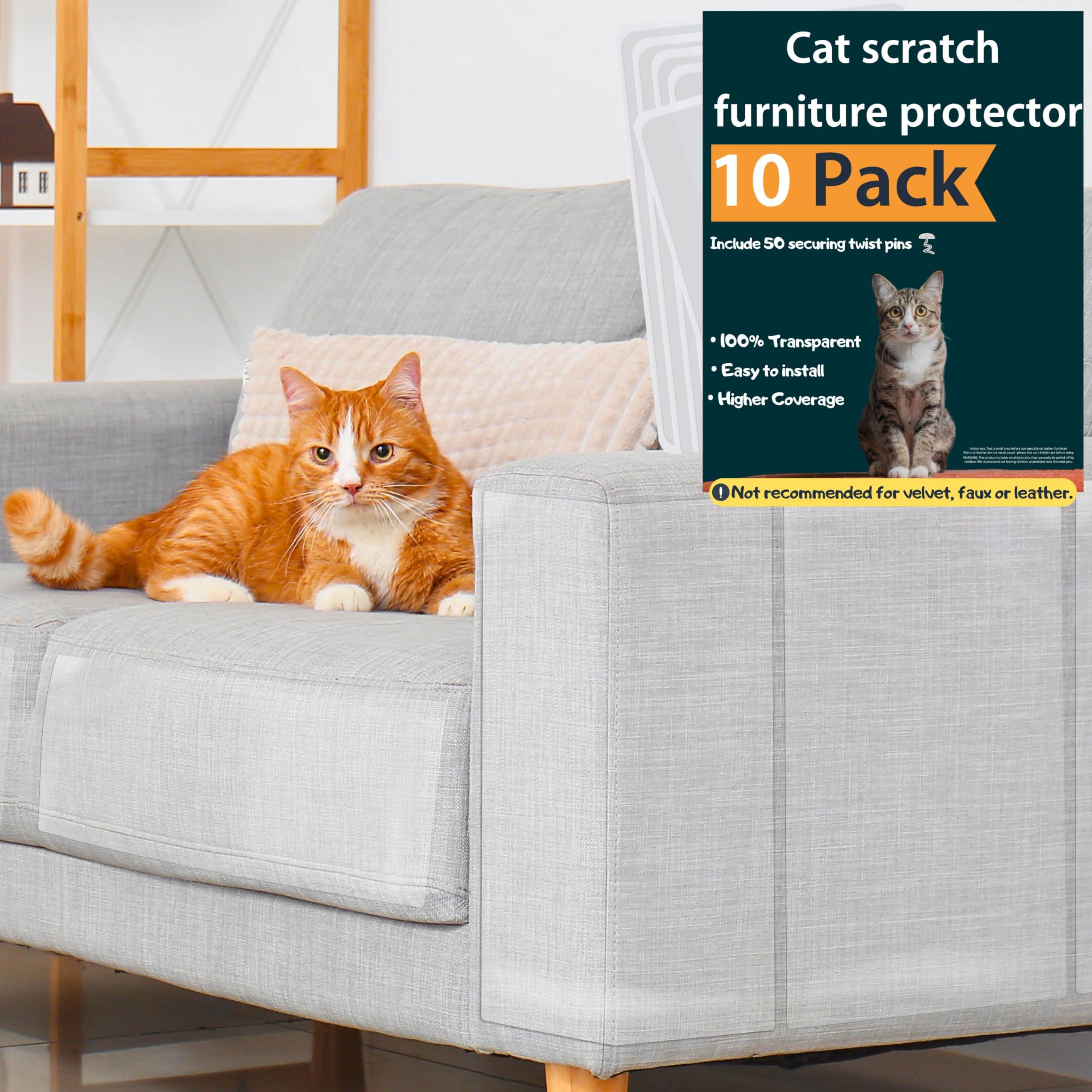 FixZilla Anti Cat Scratch Furniture Protector, 10-Pack Couch Protector from Cat Claws - Heavy-Duty, Easy-to-Apply Scratching Deterrent and Shield for Sofa Corners, Walls, Doors- with 50 Twist Pins - Image 9