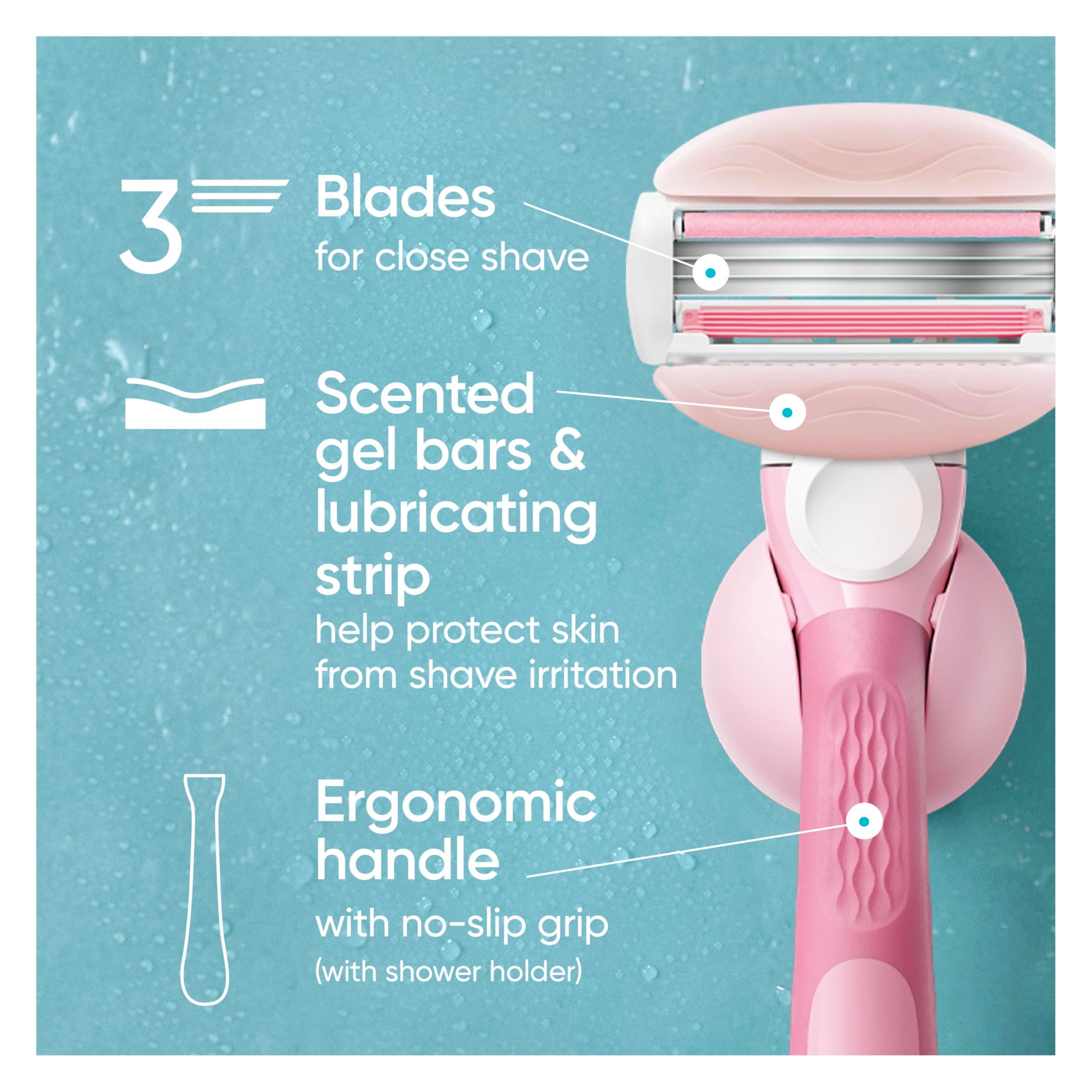 Gillette Venus ComfortGlide Razor for Women, White Tea Scented Gel Bars, Includes 1 Reusable Razor Handle + 2 Refills, Built-in Shave Gel Bars - Image 3