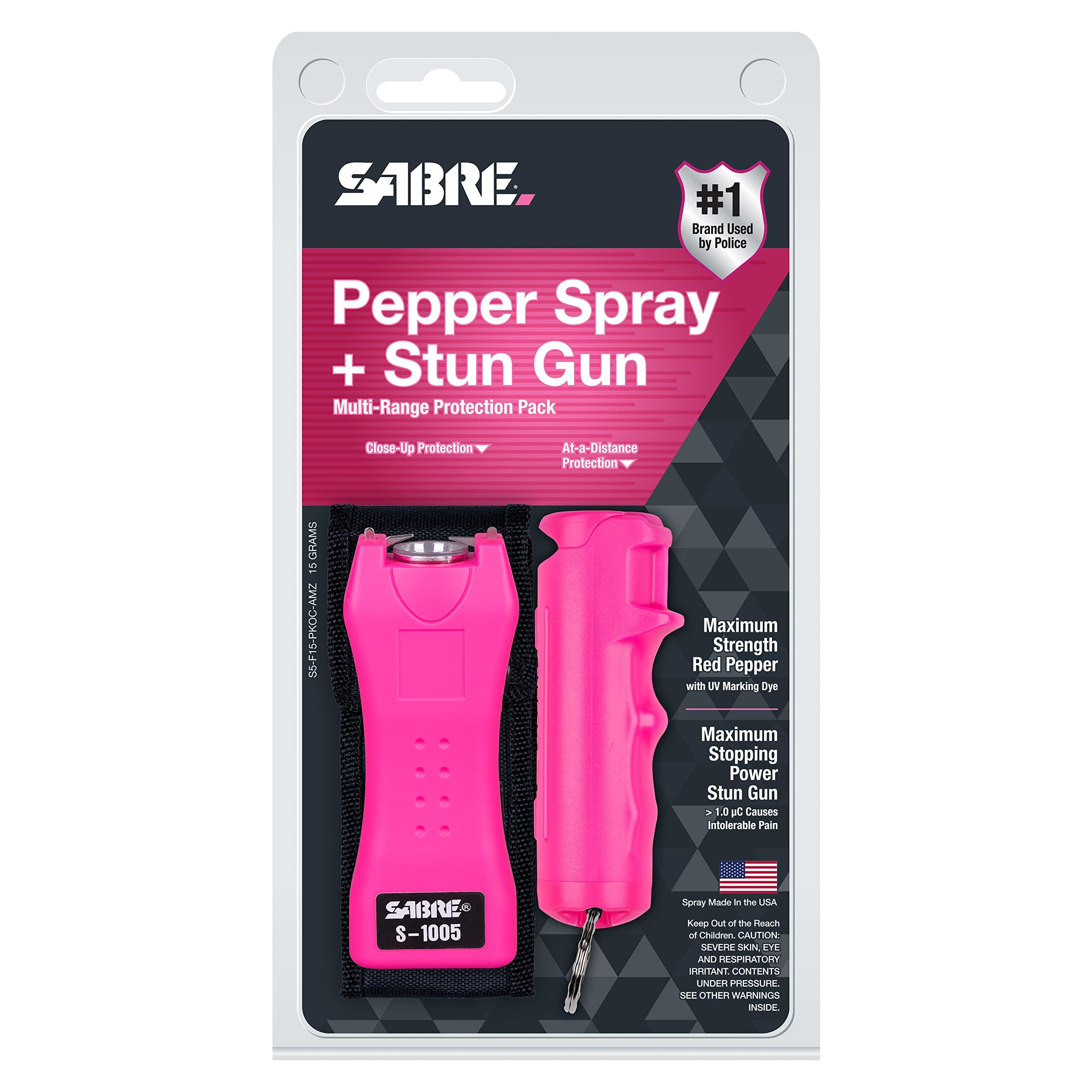SABRE Pepper Spray & 2-in-1 Stun Gun with Flashlight, Self Defense Kit, Fast Flip Top Safety, Finger Grip for Better & Faster Aim, Painful 1.60 µC Charge, 120 Lumen LED Light, Rechargeable, 0.54 fl oz - Image 6