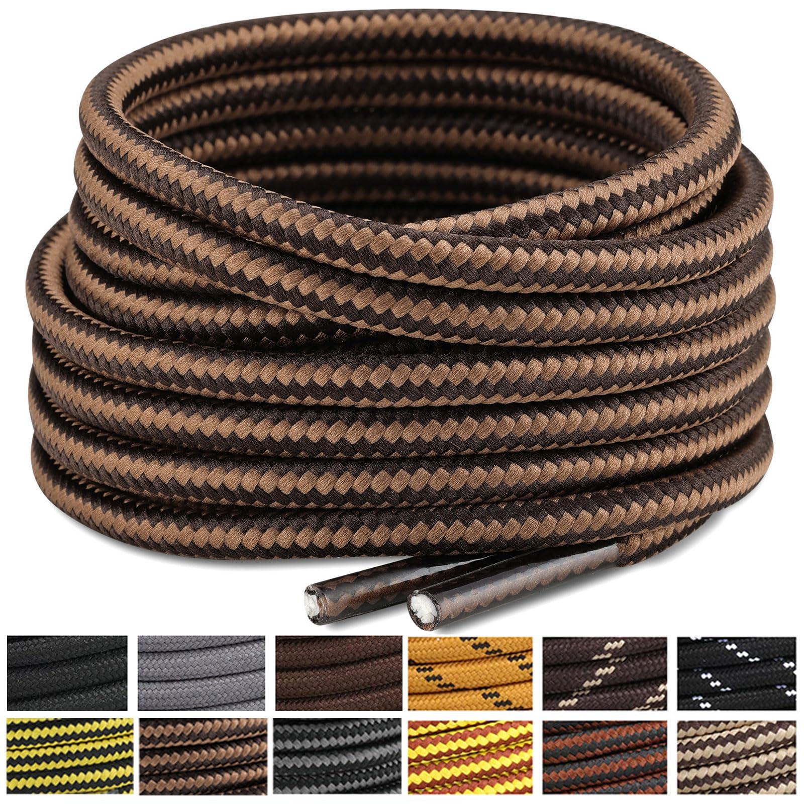 Stepace Round Shoelaces [2 Pairs] Heavy Duty Boot Shoe Laces for Hiking Work Boots