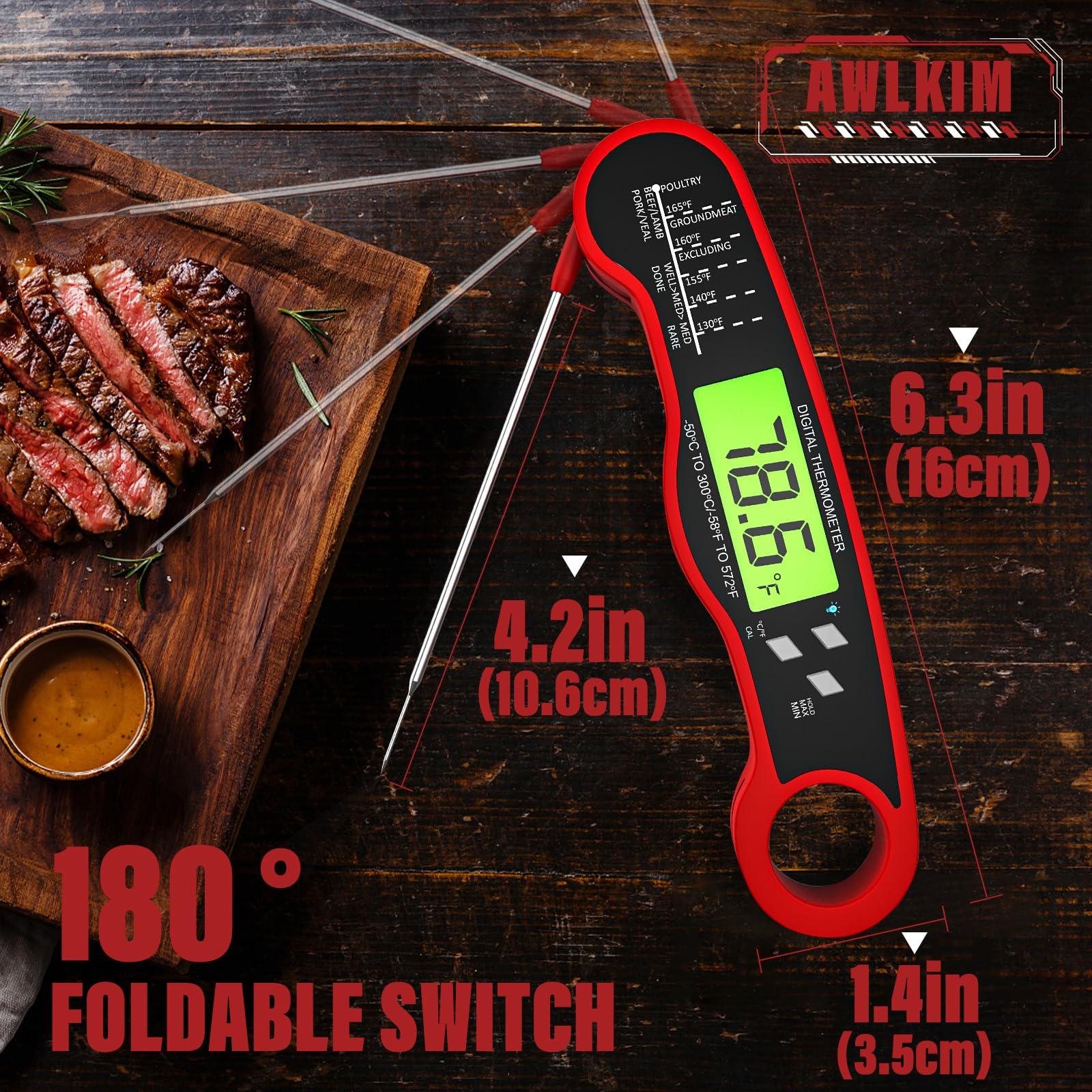 AWLKIM® Digital Meat Thermometer for Cooking, Instant Read Food Thermometer with Backlight & Hold Function - Kitchen Appliances Essentials for BBQ, Stocking Stuffers Gifts for Men Him Dad Birthday - Image 3