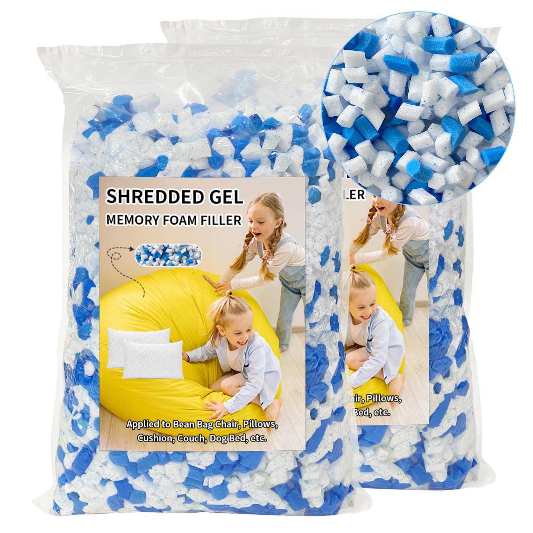 Hem Dgpsy 10lbs Shredded Gel Memory Foam Filling for Bean Bag Chair, Real Memory Foam Stuffing for Cooling Pillow, Couch, Pouf Beanbag Chair, Dog Bed, Cushion, Art Crafts