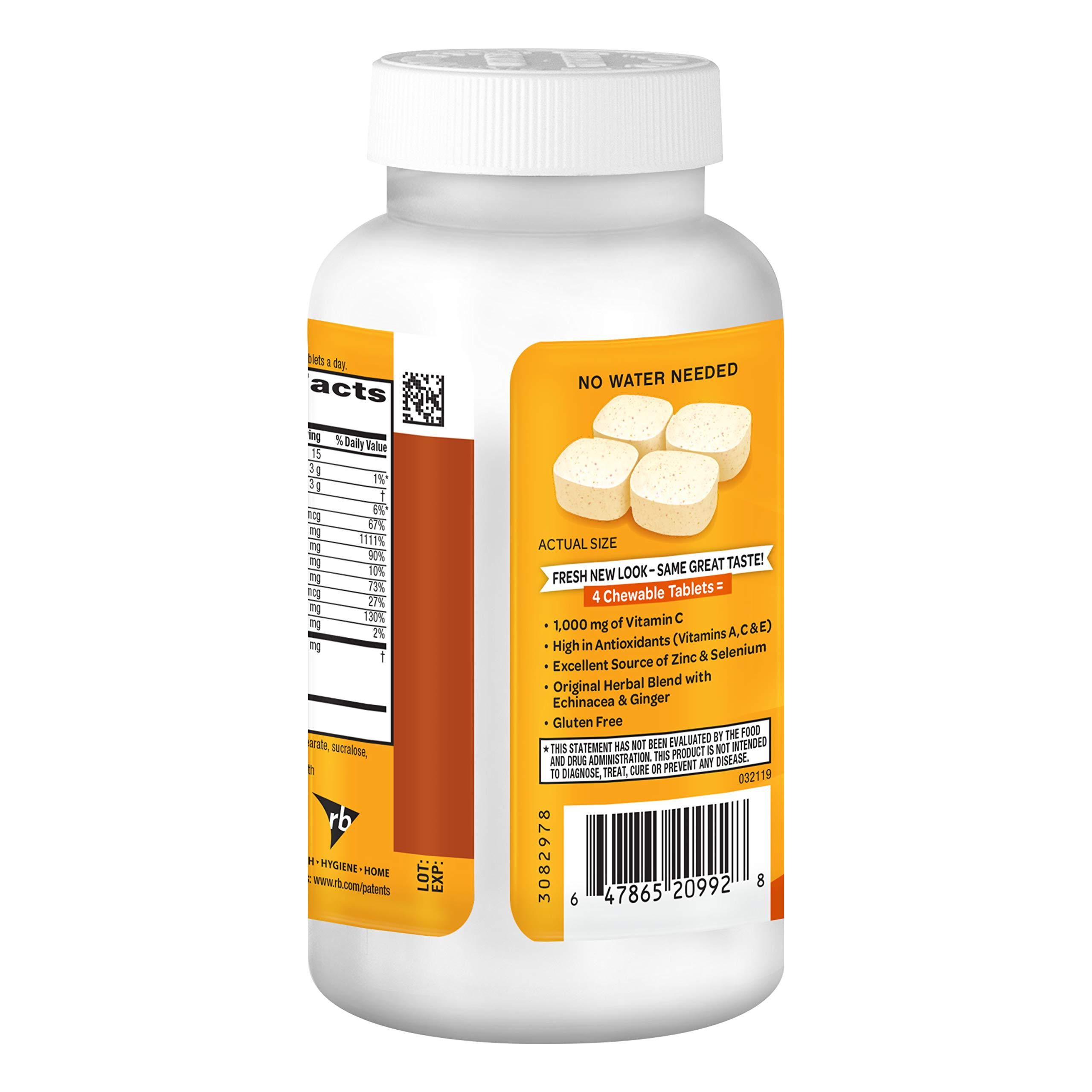 Airborne Vitamin C 1000mg (per Serving) - Citrus Chewable Tablets (116 Count in a Bottle), Gluten-Free Immune Support Supplement, with Vitamins A C E, Zinc, Selenium, Echinacea, Ginger, Antioxidants - Image 8