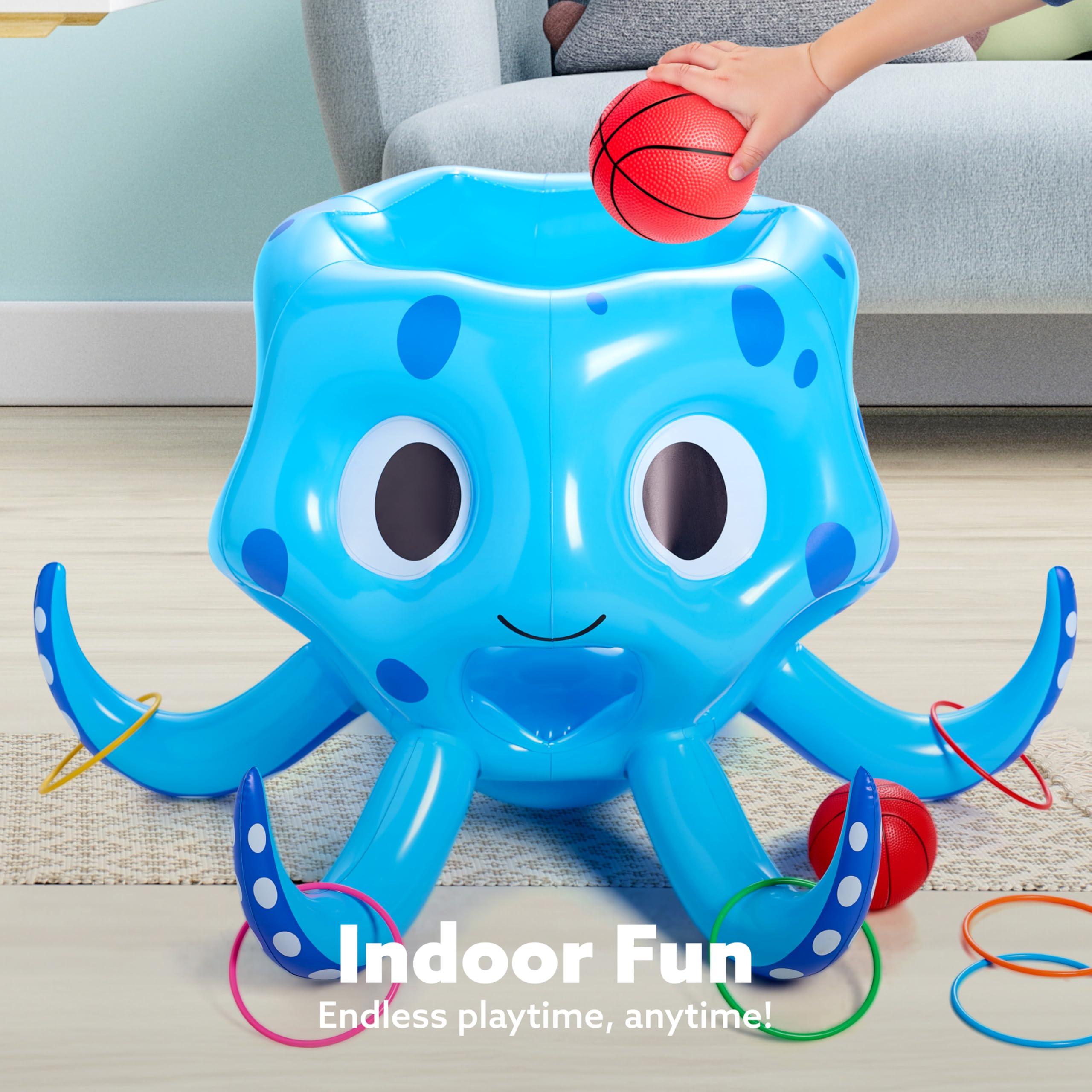 Sloosh Pool Toys, 2-in-1 Inflatable Float Water Game, Octopus Basketball Hoop Ring Toss Outdoor Swim Play, Toss Game Floating Swimming Pool Games for Kids Adults - Image 2