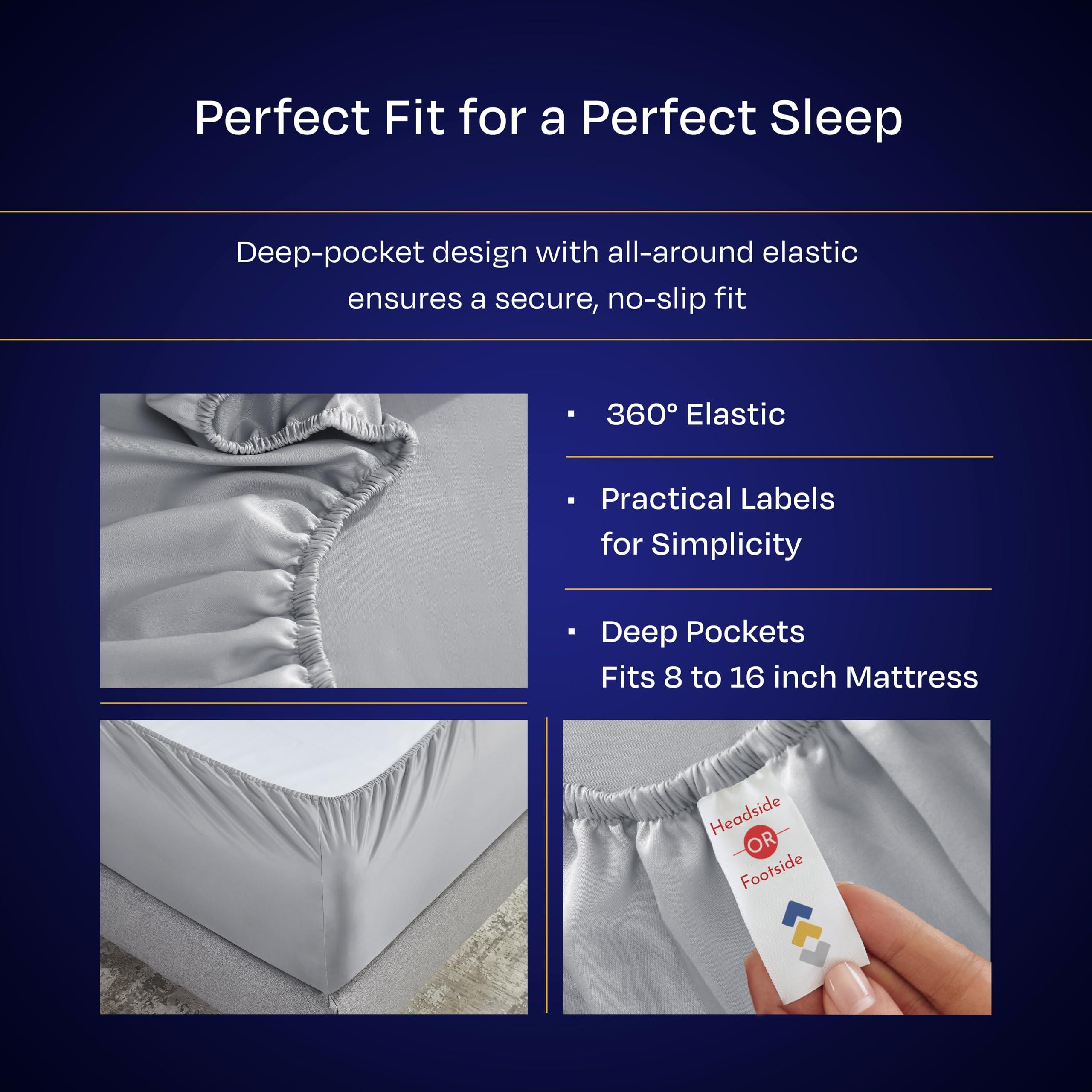 California Design Den 1000 Thread Count Queen Size Sheet Set - Winner Architectural Digest Best Sheet, Luxury 100% Cotton Sateen, Softer Than Egyptian Cotton (Light Grey) - Image 5