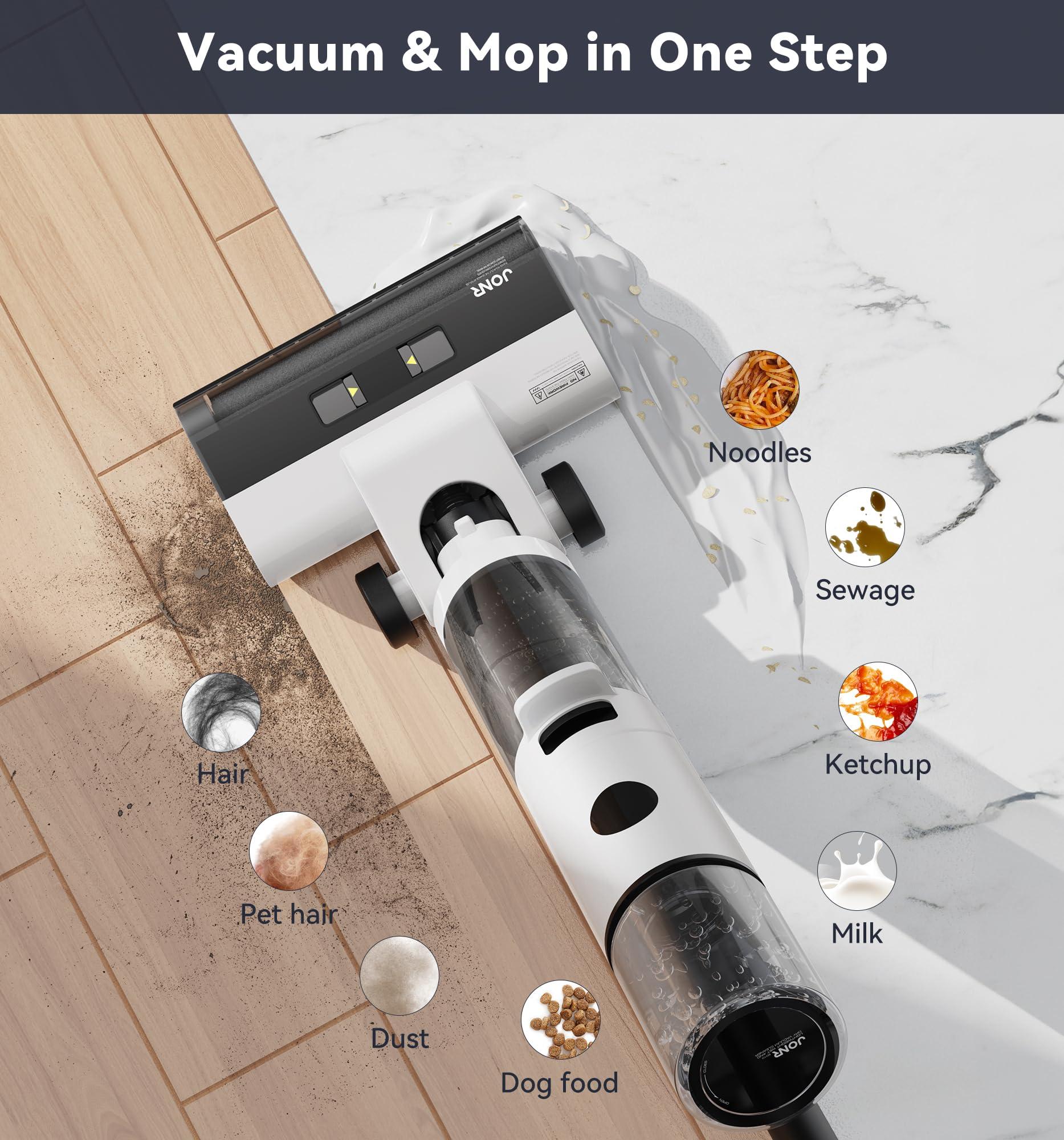 JONR ED12 Wet Dry Vacuum Cleaner,Cordless Floor Cleaning Suitable for Combination of Hard Floor Vacuum Cleaner and Mop,one click self-cleaning,0.1 inch Edge Cleaning,Easy to Clean Dust,Spills,Pet Hair - Image 2