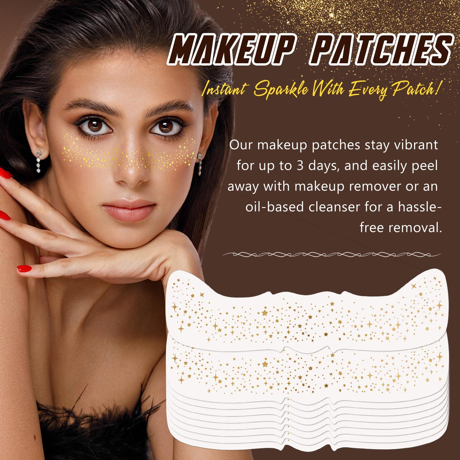 Glitter Freckles Face Tattoo, 10 Pcs Gold Face Glow Up Sparkle Makeup Patches - Cute Accessories for Women (Gold-008) - Image 7