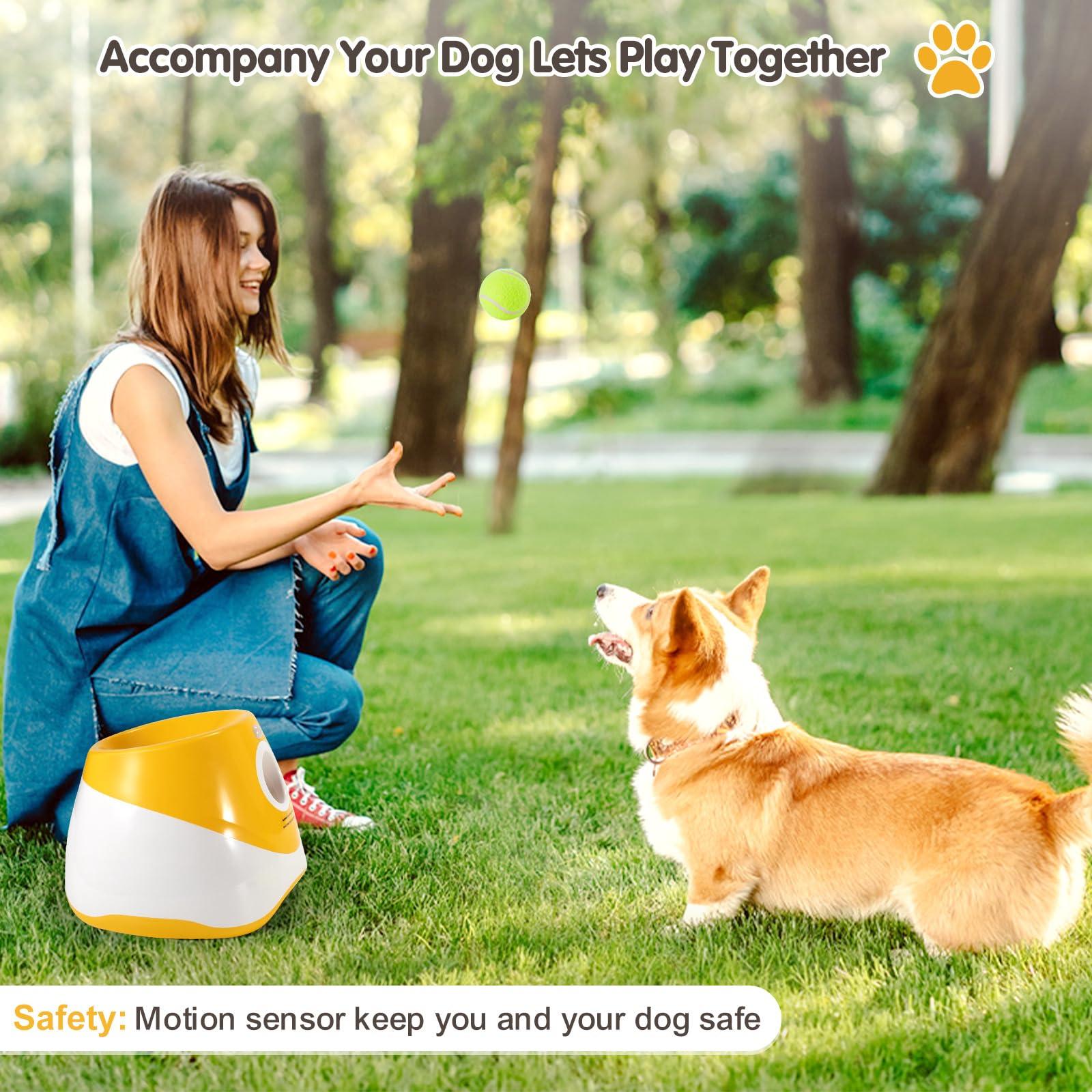 Best Automatic Ball Launcher for Dogs, USB Rechargeable Power - Indoor & Outdoor Dog Ball, Interactive Dog Fetch Tennis Ball Launcher Machine Toy for Small and Medium Dogs Comes with 3 Tennis Balls - Image 7