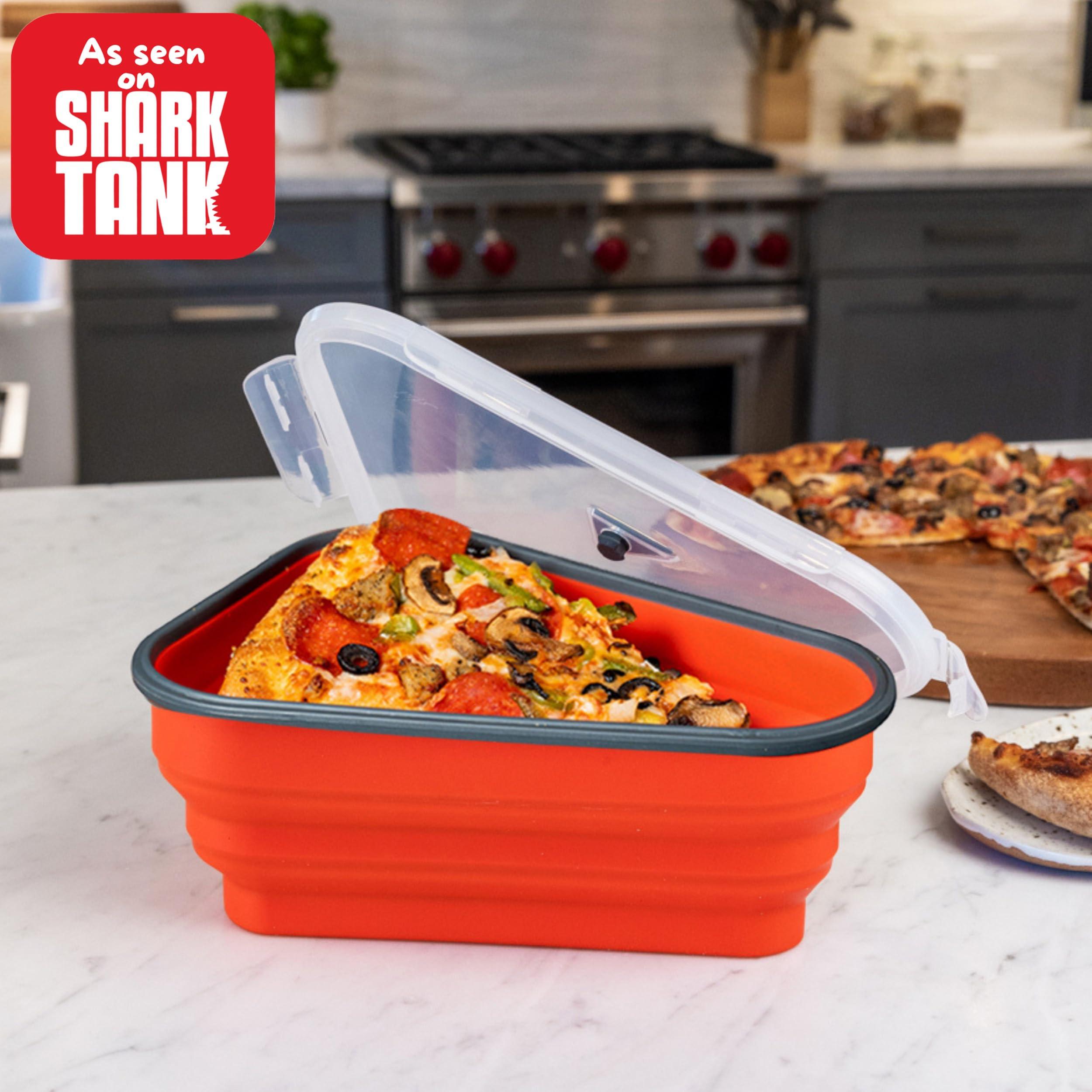 The Perfect Pizza Pack™ - Reusable Pizza Storage Container with 5 Microwavable Serving Trays - BPA-Free Adjustable Pizza Slice Container to Organize & Save Space, Red - Image 2