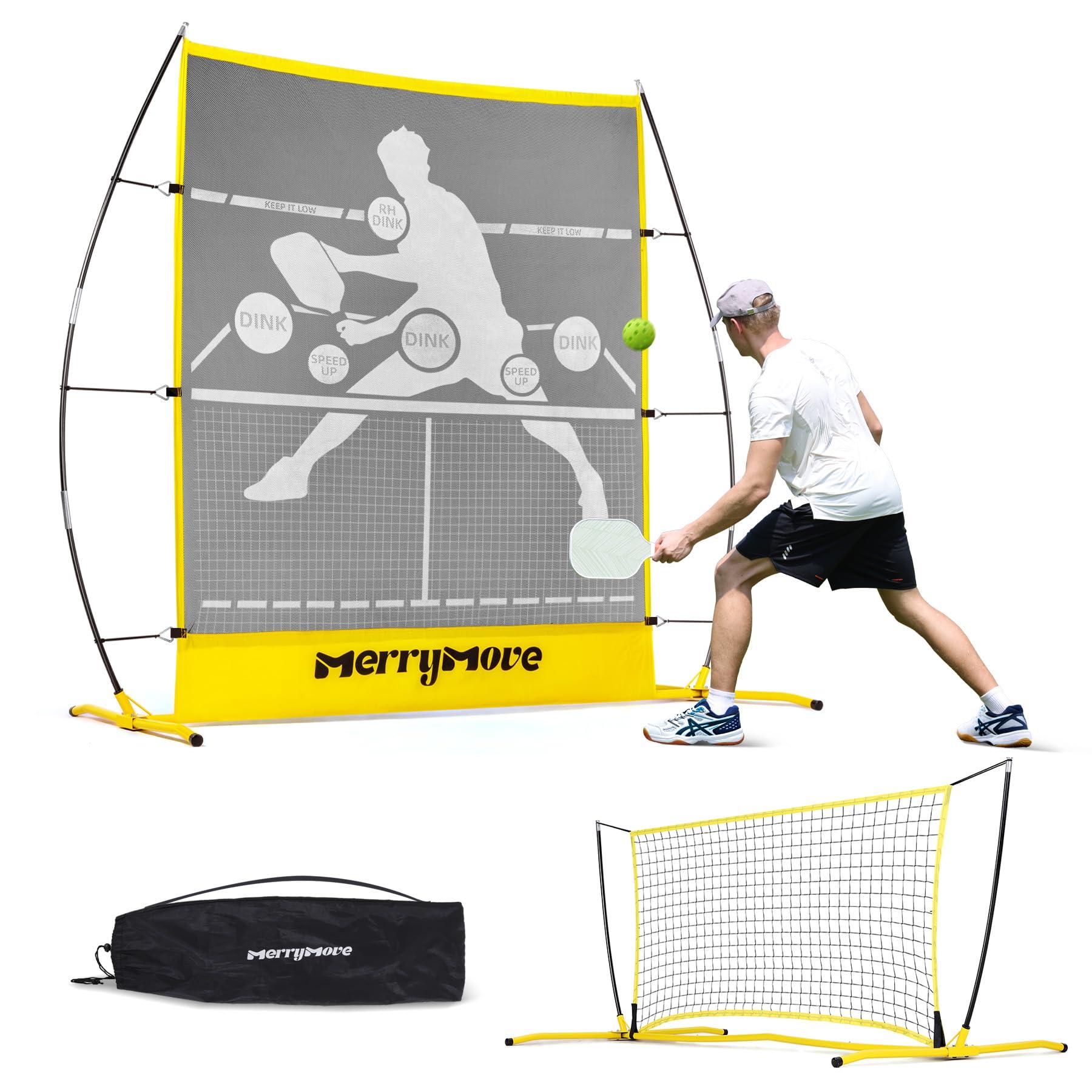 MerryMove Pickleball Practice Rebounder Net: Pickleball Rebounder or 6FT Mini Pickleball Net Portable for Outdoor Driveway Backyard and Indoor Garage - 2in1 Trainer for Dink Volley Training