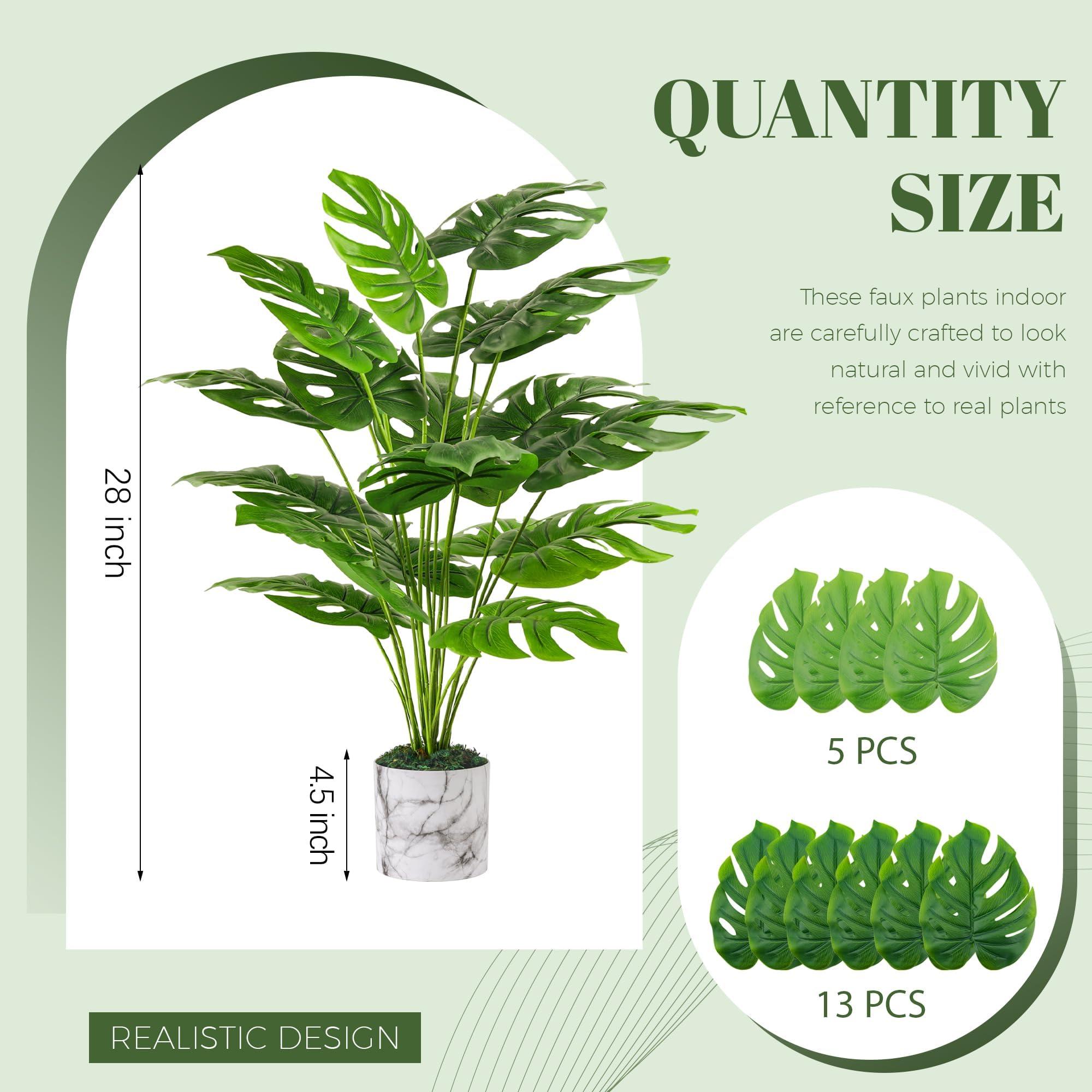 Der Rose 28" Fake Plants Tall Artificial Monstera Faux Plants in Pot for Home Farmhouse Bedroom Living Room Decor Indoor - Image 3