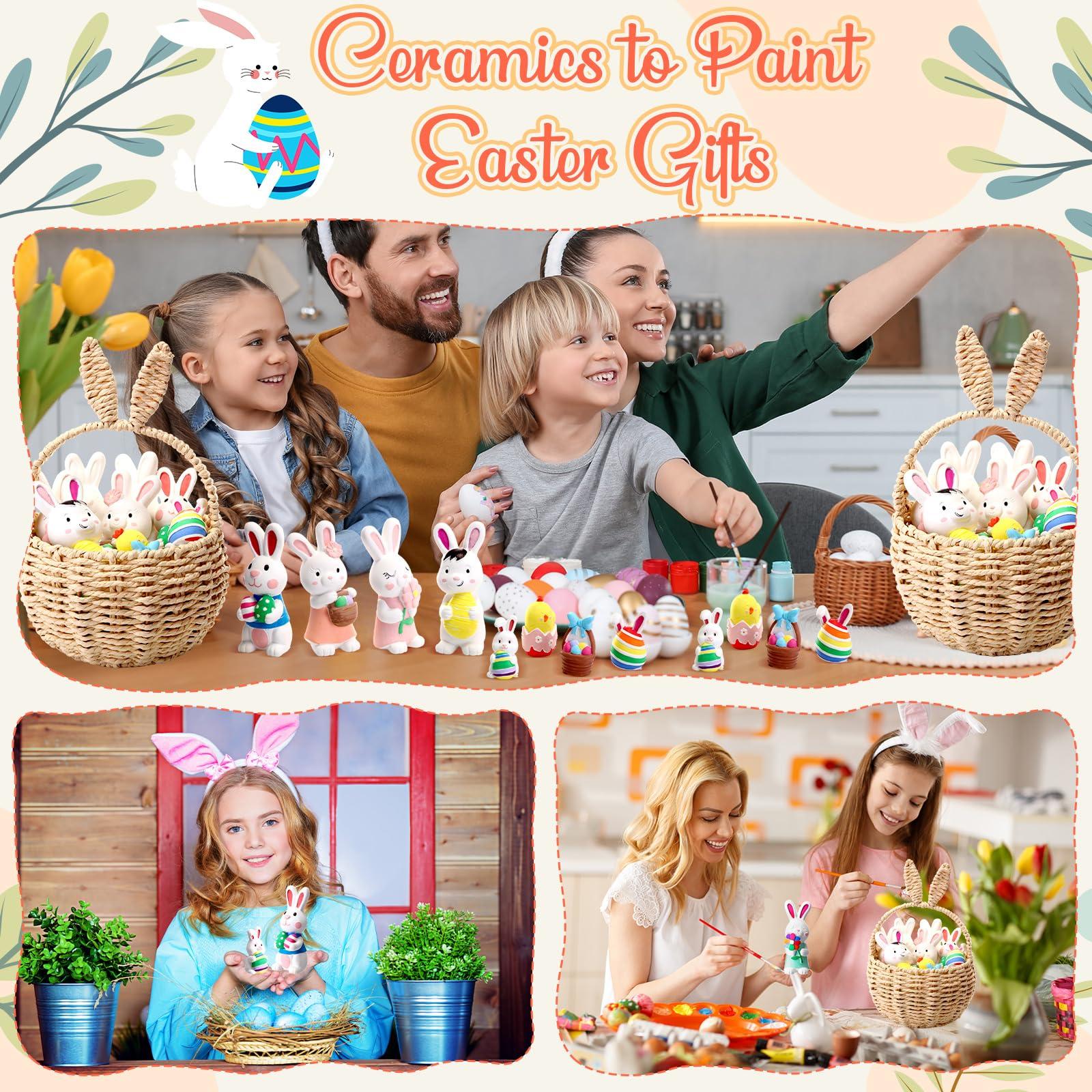 Zubebe 24 Pcs Easter Paint Your Own Bunny Statues Bulk Ready to Paint Ceramics Bunny Ceramics to Paint Bunnies Gifts Unpainted Plaster Bunny Figurines Easter Basket Stuffers Easter Party Favors - Image 5