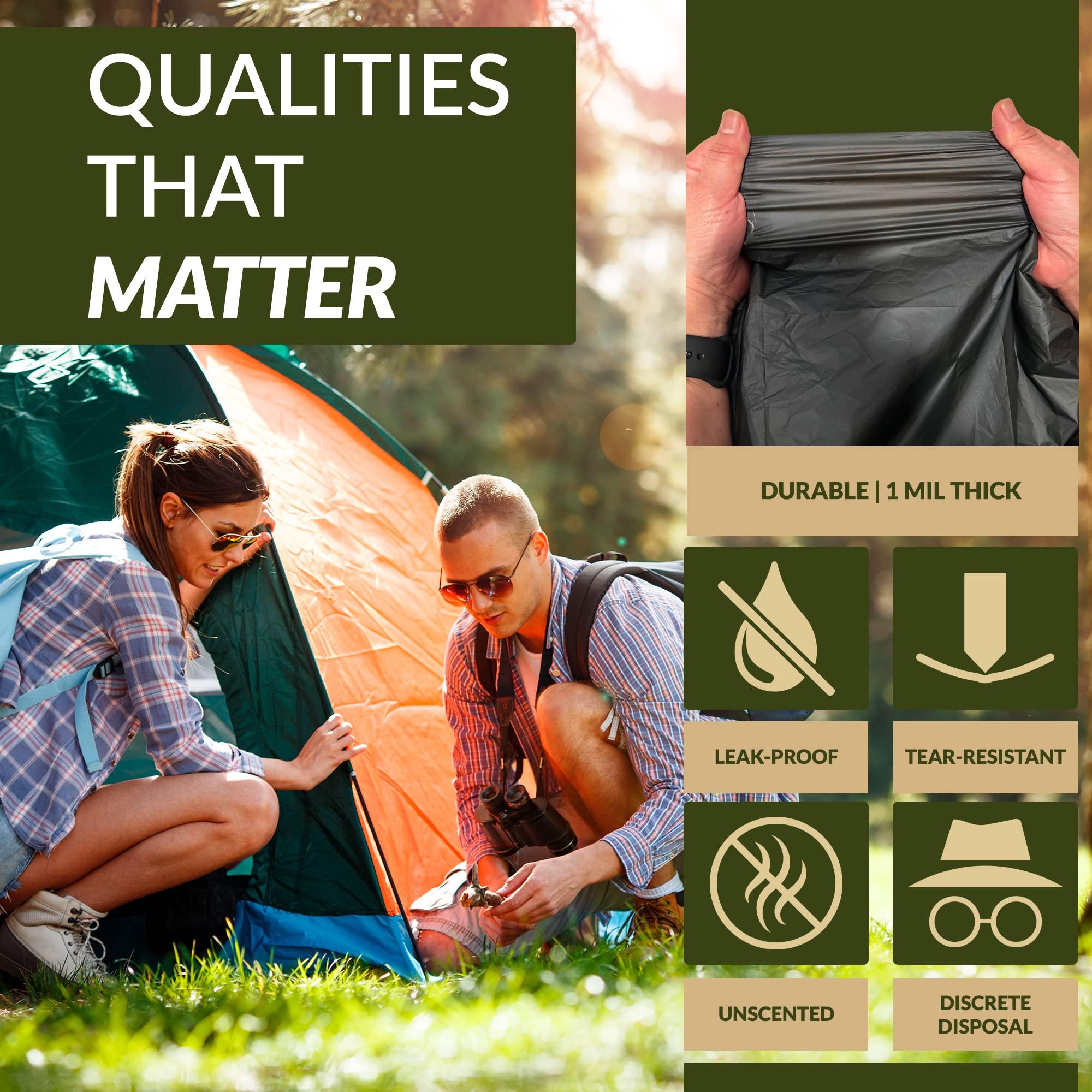 Reli. (20 Count) Portable Toilet Bags Compostable (8 Gallon - 1 Mil Thick) | Camping Toilet Bags | ASTM D6400 | Use for Portable Commode, Camp, Travel, Hiking (Black) - Image 2