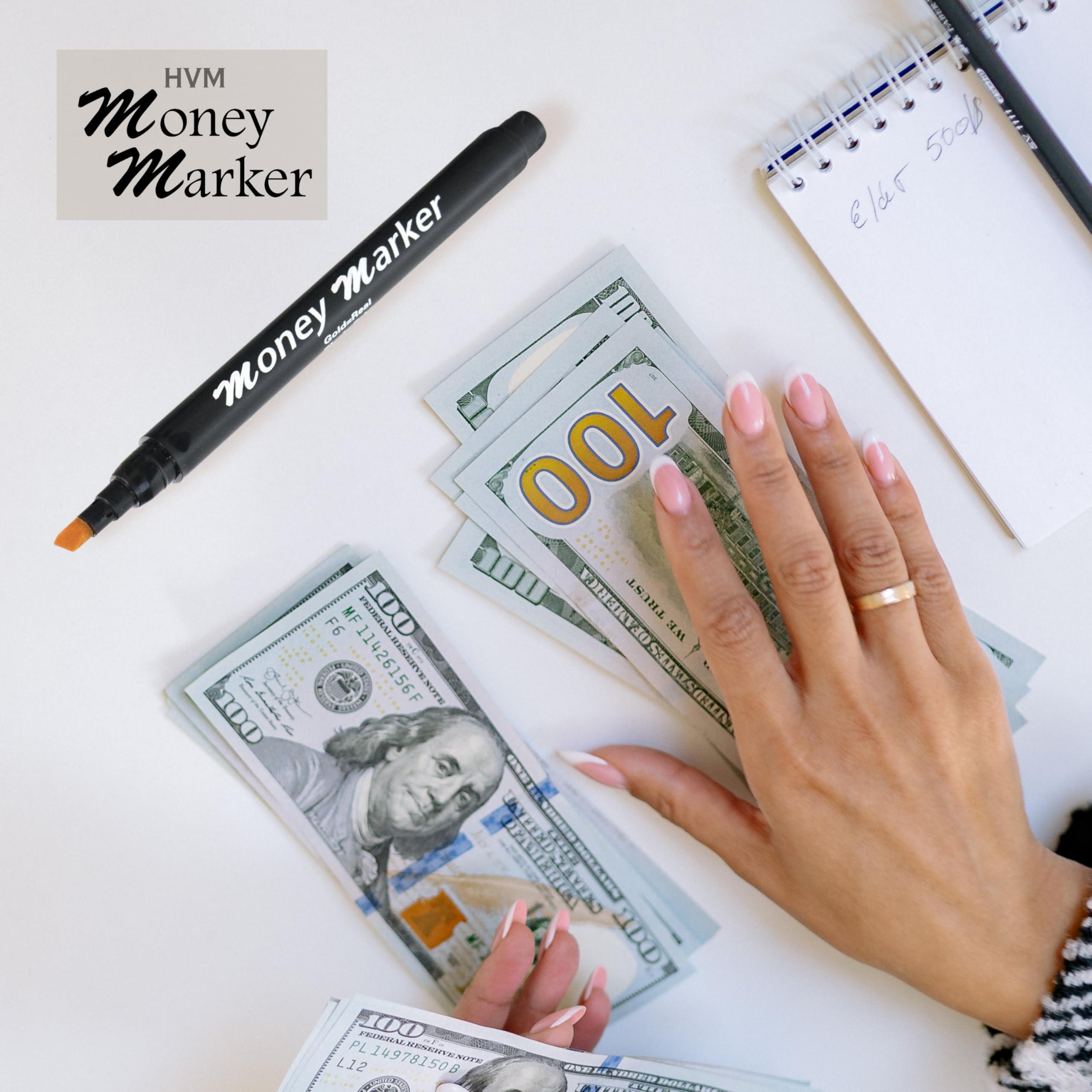 HVM Counterfeit Money Detector Pen (5 Counterfeit Pens) - Money Marker Bill Detector Pen with Upgraded Chisel Tip - Detect Fake Bills, Universal False Currency Checker Pack - Image 2