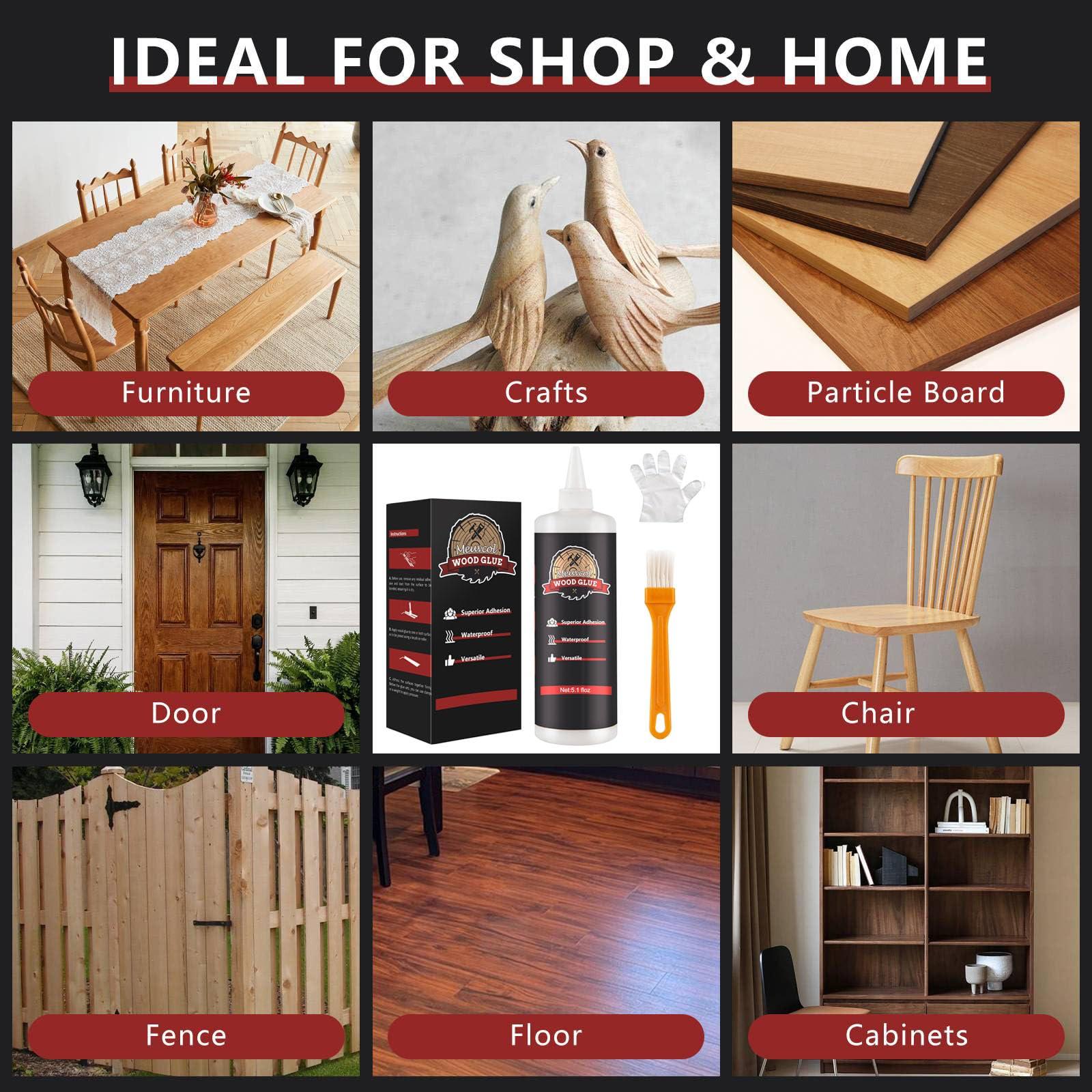Wood Glue, Strongest Glue for Woodworking, Waterproof Clear Wood Glue for Furniture Heavy Duty, Interior & Exterior Furniture Glue for Crafts, Furniture, Baseboard, cabinets, Door (150g) - Image 7