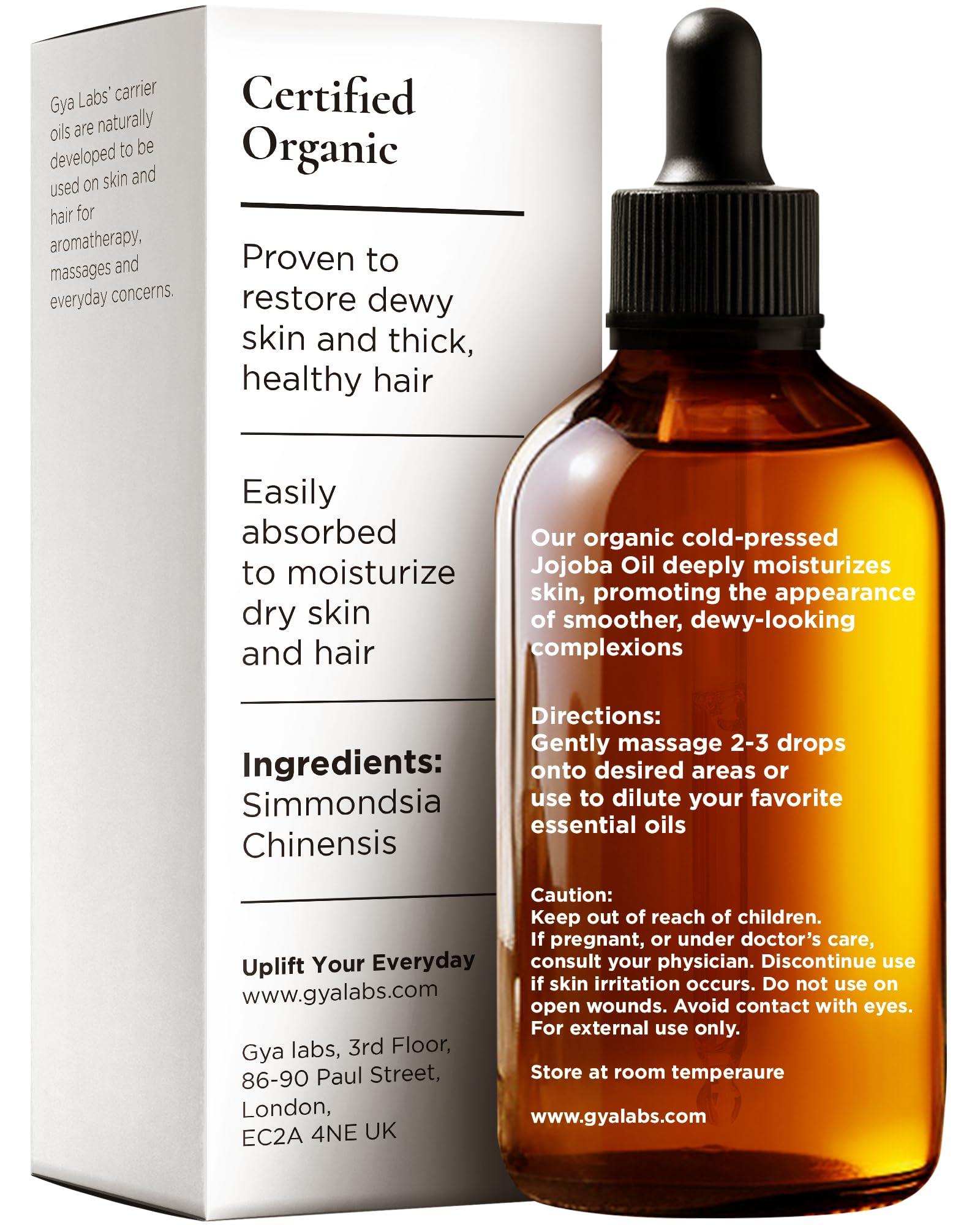 Gya Labs Organic Jojoba Oil for Hair & Skin - 100% Pure Natural Unrefined Jojoba Carrier Oil for Body, Ear Stretch, Nails, Makeup Remover & Facial Moisturizer (3.4 Fl Oz) - Image 2