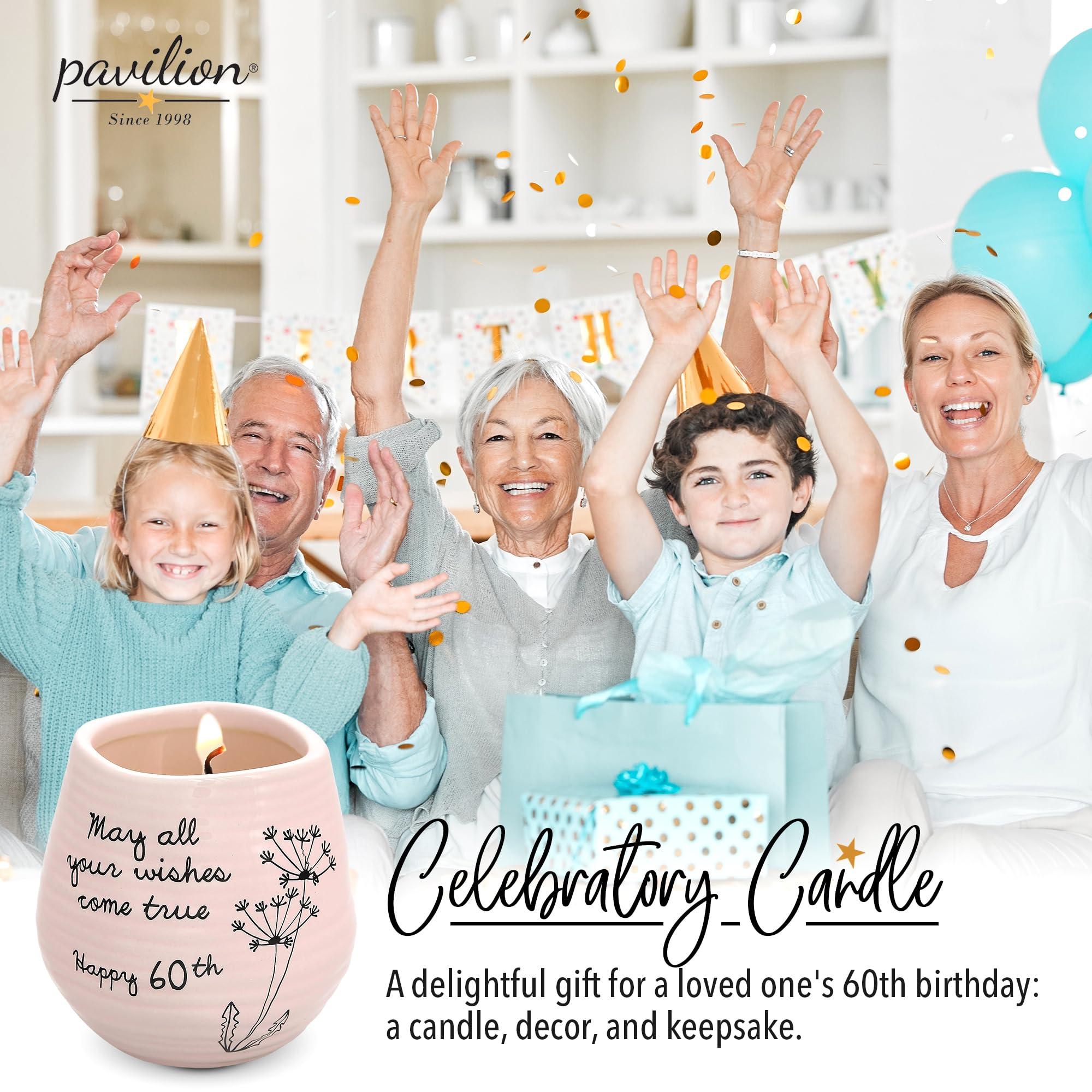 Pavilion - 8 Oz Candle Holder - Pink Ceramic Candle Jar with 100% Soy Wax Candle Serenity Scent "May all your wishes come true Happy 60th" Ideal Gift for Loved Ones - Printed Text, Love Theme & Oval - Image 8