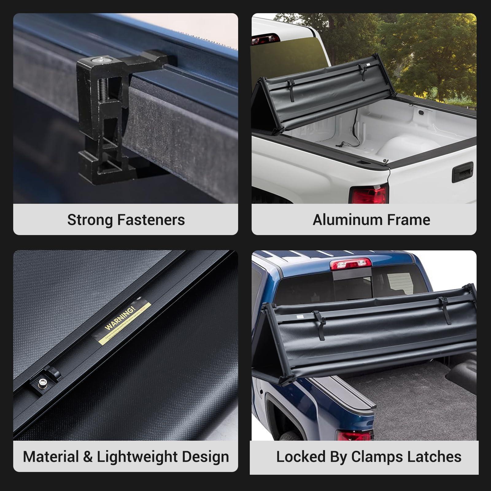 Soft Trifold Bed Cover Compatible with Maverick 2022-2024,4.6ft Truck Tonneau Covers for 2020 2023 2024 Maverick,Pickup Truck Bed Cover for Protect Truck Bed - Image 3