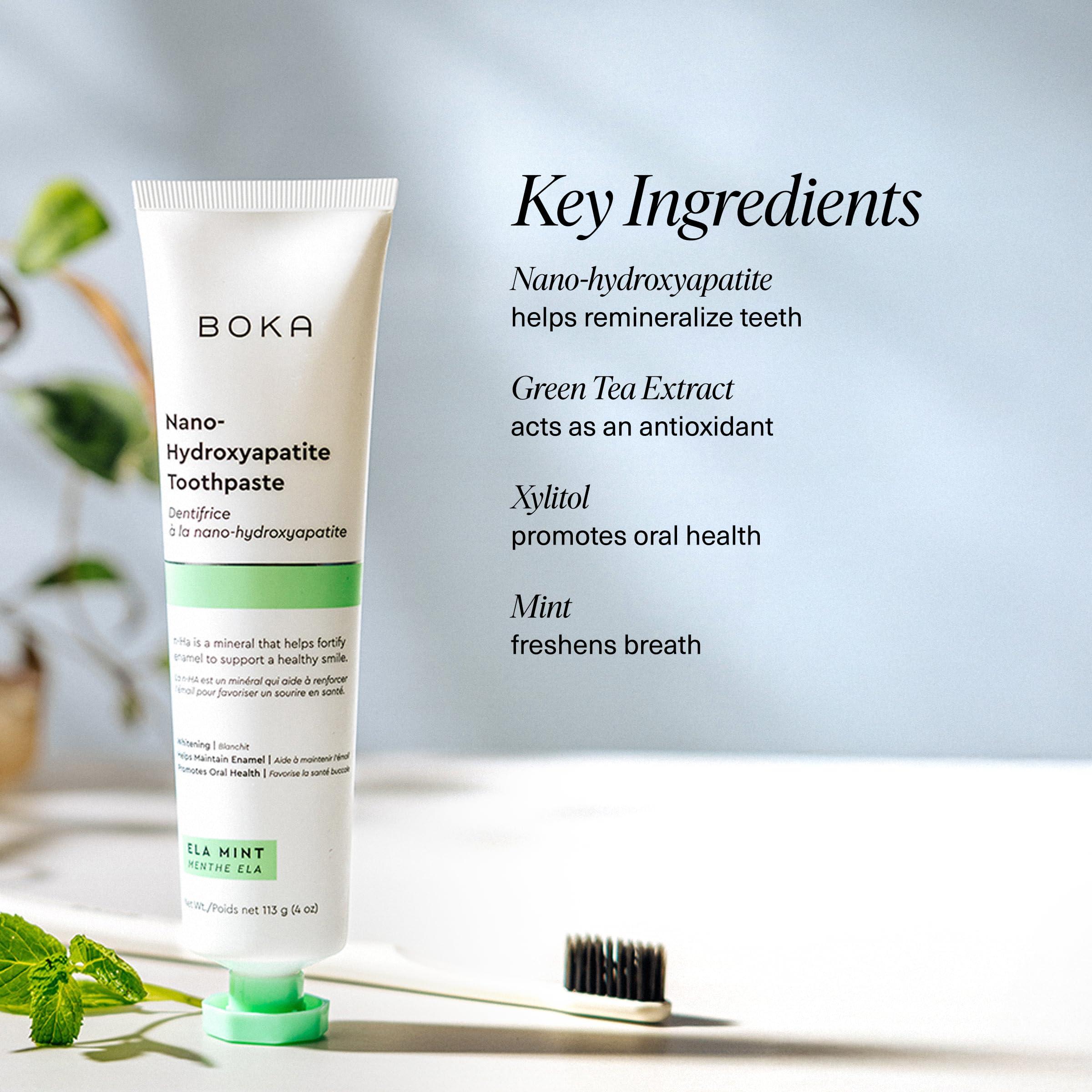 Boka Fluoride Free Toothpaste Nano Hydroxyapatite, Helps Remineralize, Appropriate for Sensitive Teeth, Whitening - for Adult, Kids Oral Care - Ela Mint Flavor, 4 Fl Oz 1Pk US Manufactured - Image 5