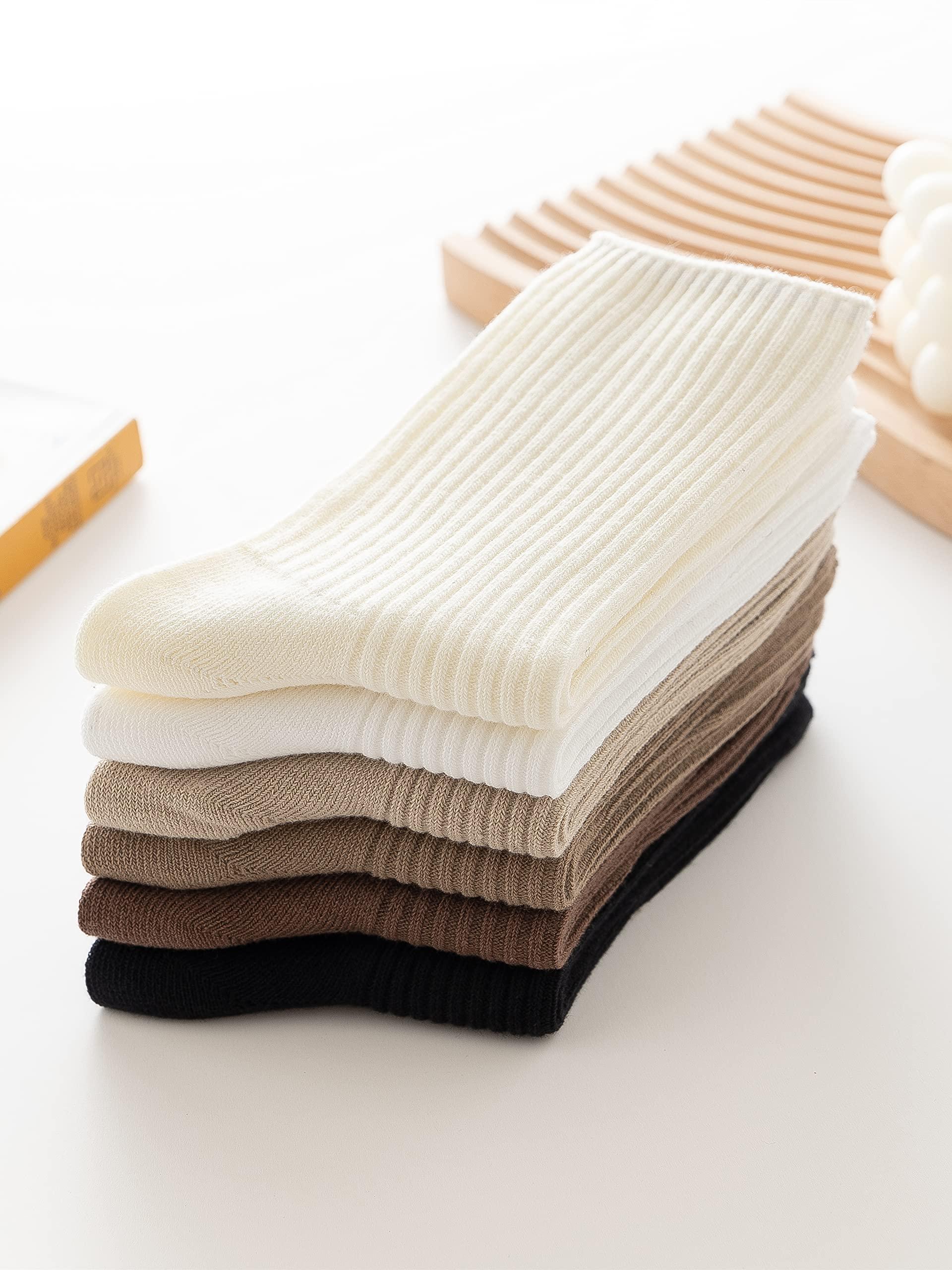 ACCFOD Womens Cute Crew Socks Casual Athletic Aesthetic Socks Neutral Cotton Socks for Women Granola Girls Clothes - Image 3