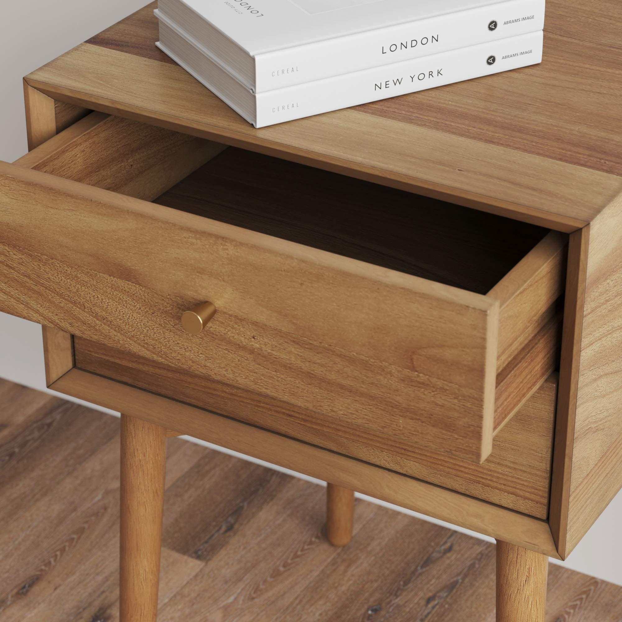 Nathan James 32704 Harper Mid-Century Oak Wood Nightstand with 2-Drawers, Small Side End Table with Storage, Brown - Image 5