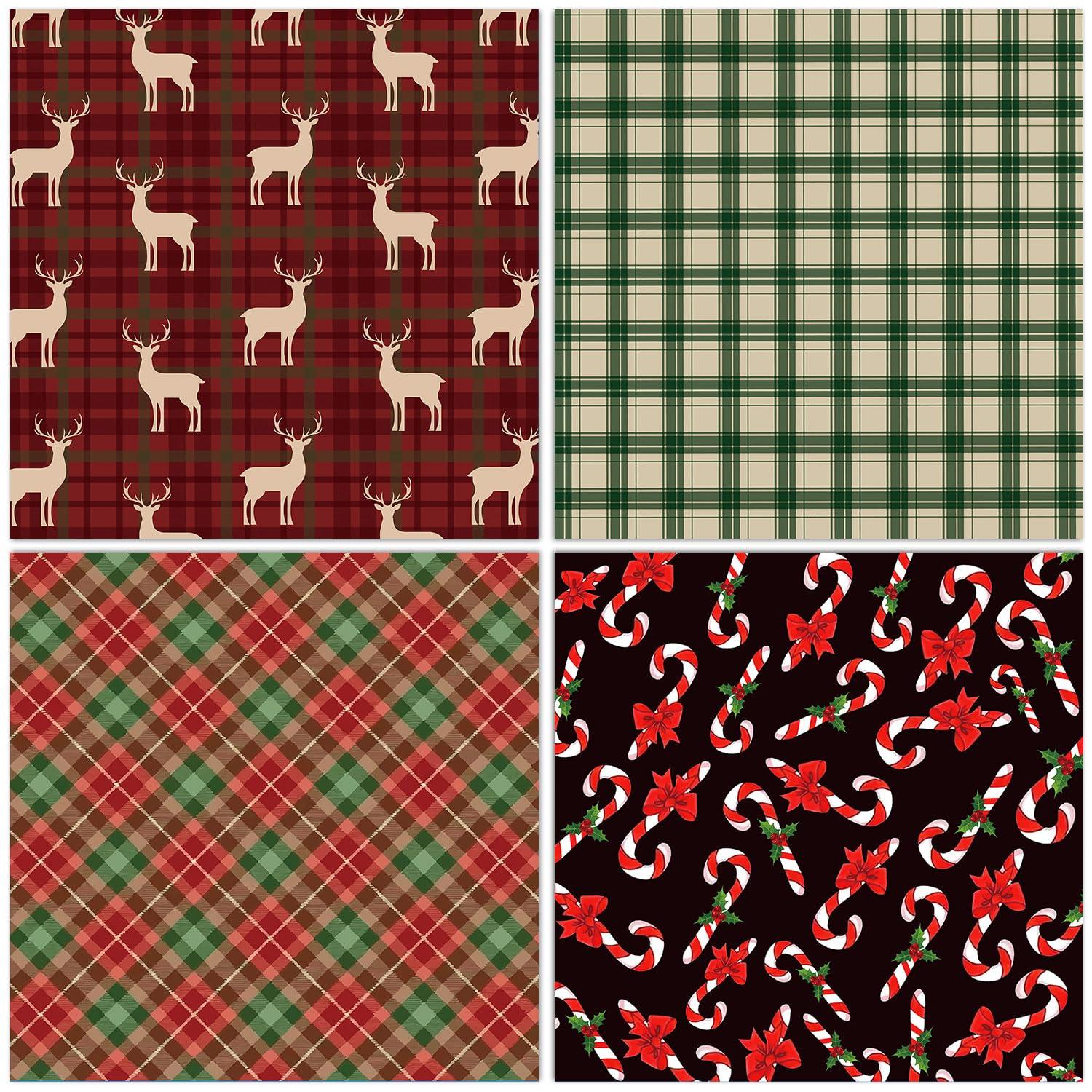 Christmas Pattern Paper Pad Red Green Textured Scrapbook Double Sided Folded Flat Xmas Craft Paper for DIY Background Card Making Scrapbooking Photo Album - Image 4