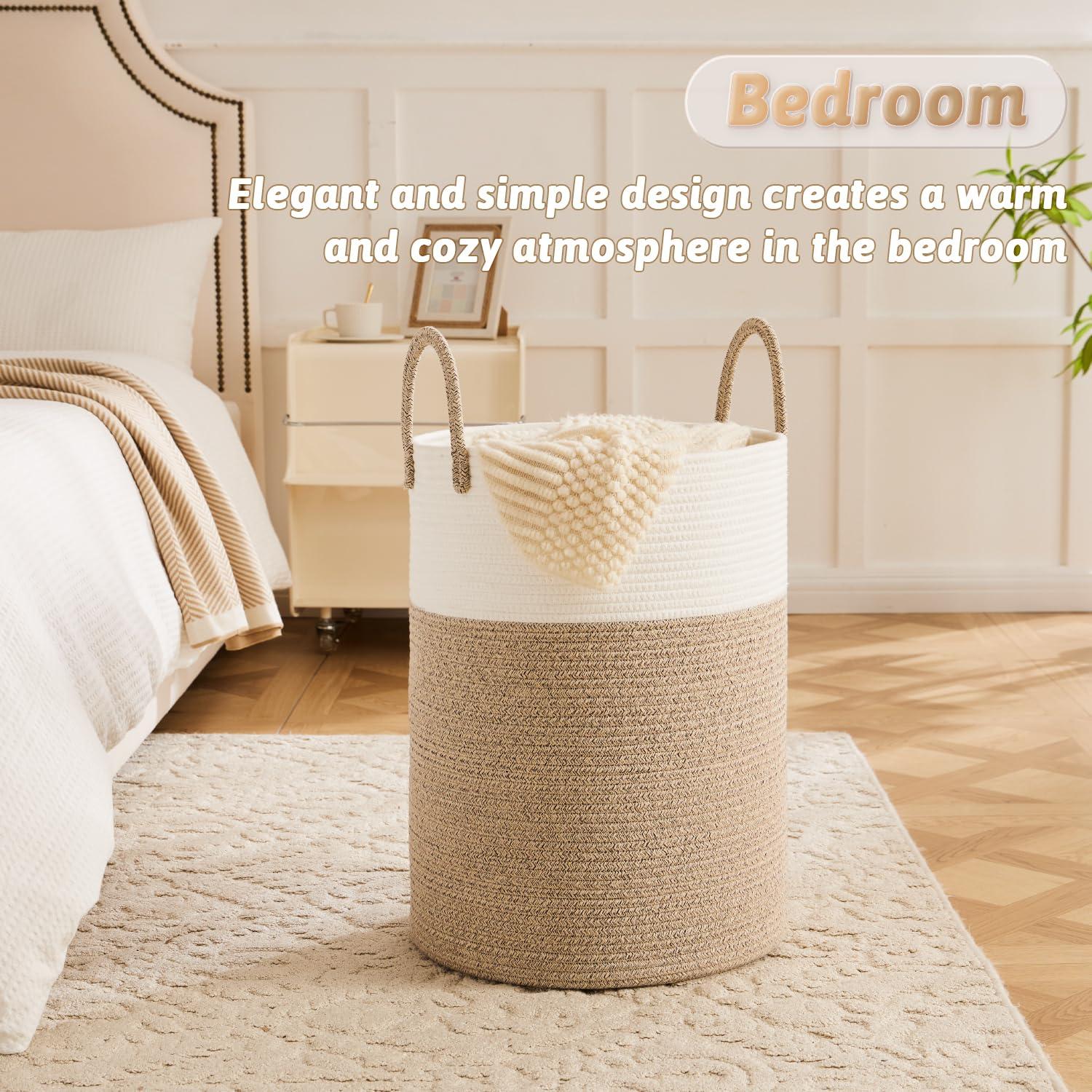Artfeel Laundry Basket,Woven Cotton Rope Laundry Hamper,60L for Decor Storage of Dirty Clothes,Toys and Blankets in Bathroom,Baby Room and Living Room - Image 5