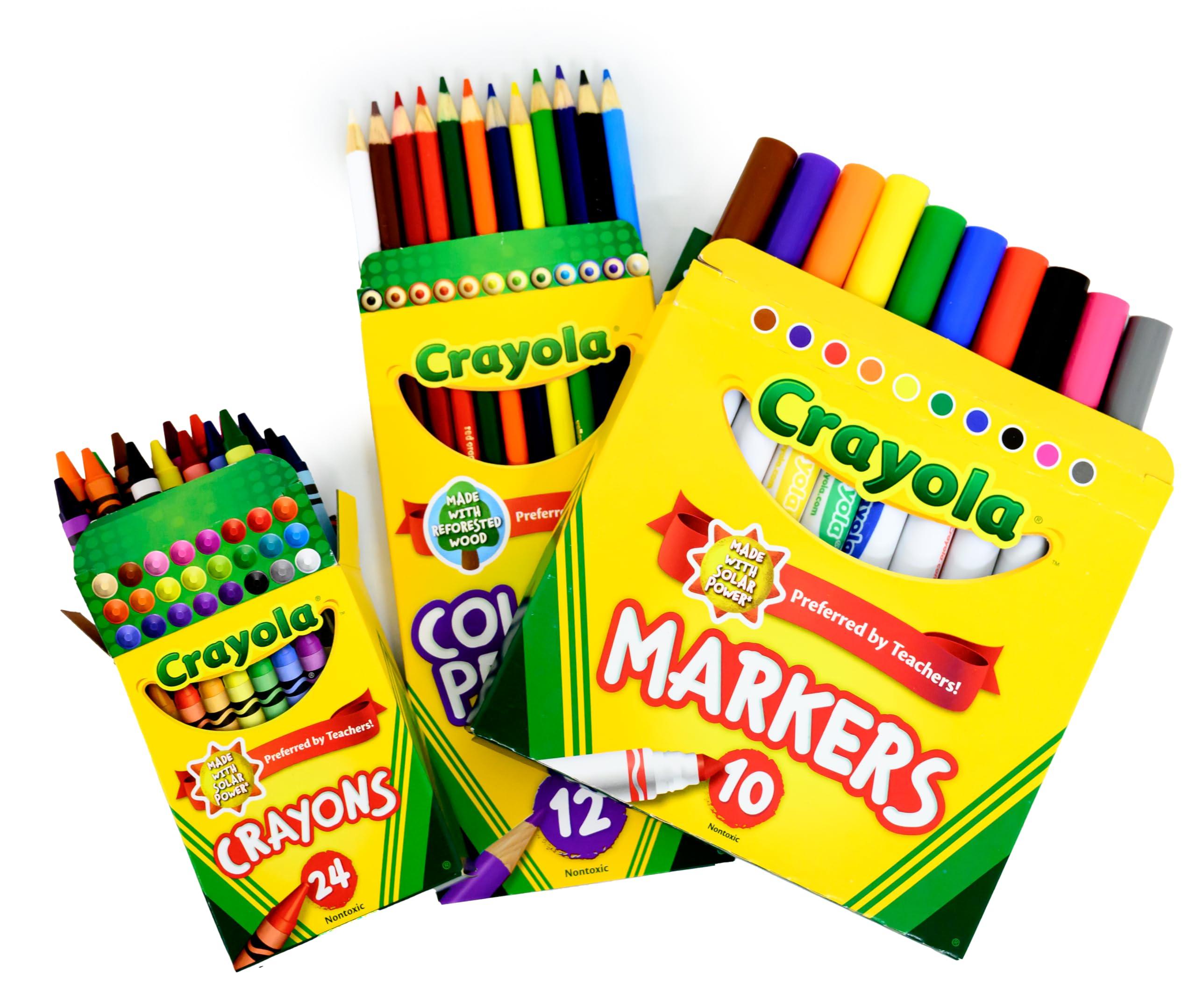 Back to School Supply Box Grades K-5 - School Supply Boxes - 32 Piece School Supplies Kit Includes Markers, Crayons, Pencils, Scissors, Folders, Glue Sticks, Notebook, and Composition Book - Image 5