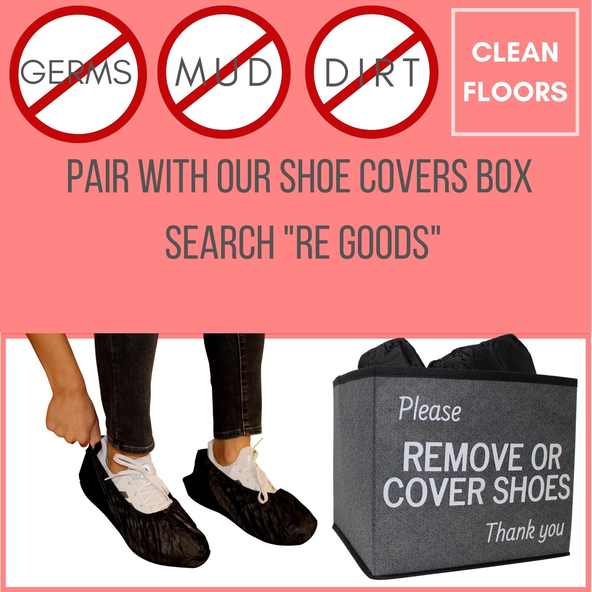 RE GOODS Shoe Covers - X Large Elastic Fit, Extra Thick, 100 Pack, Black Disposable Boot and Shoe Booties, Non Slip, Indoor Outdoor Use - Image 2