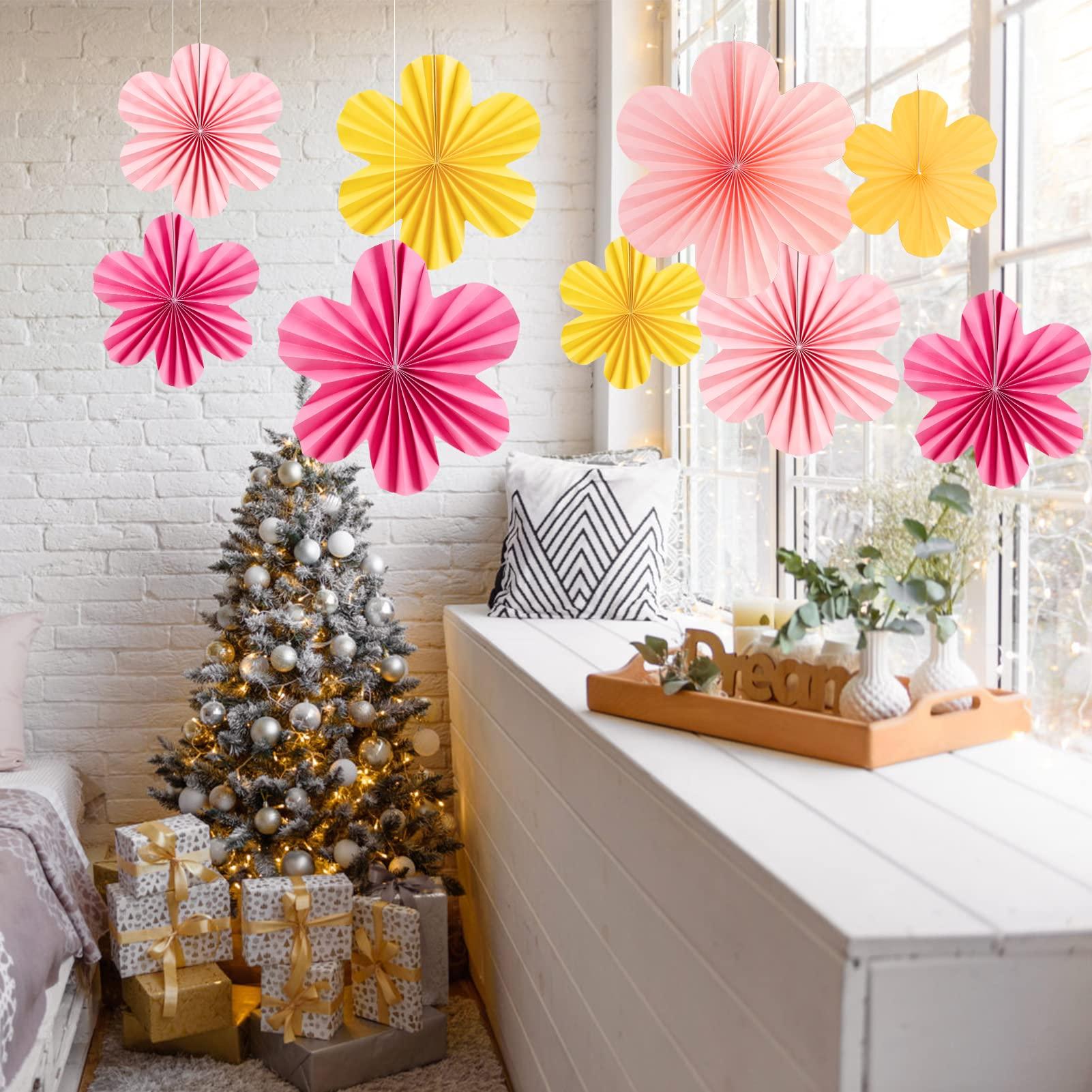 SUNBEAUTY 9 PCS Paper Flowers Decorations for Wall Paper Fans Classroom Decoration Paper Floral Backdrop Decor Paper Fans Decoration - Image 8