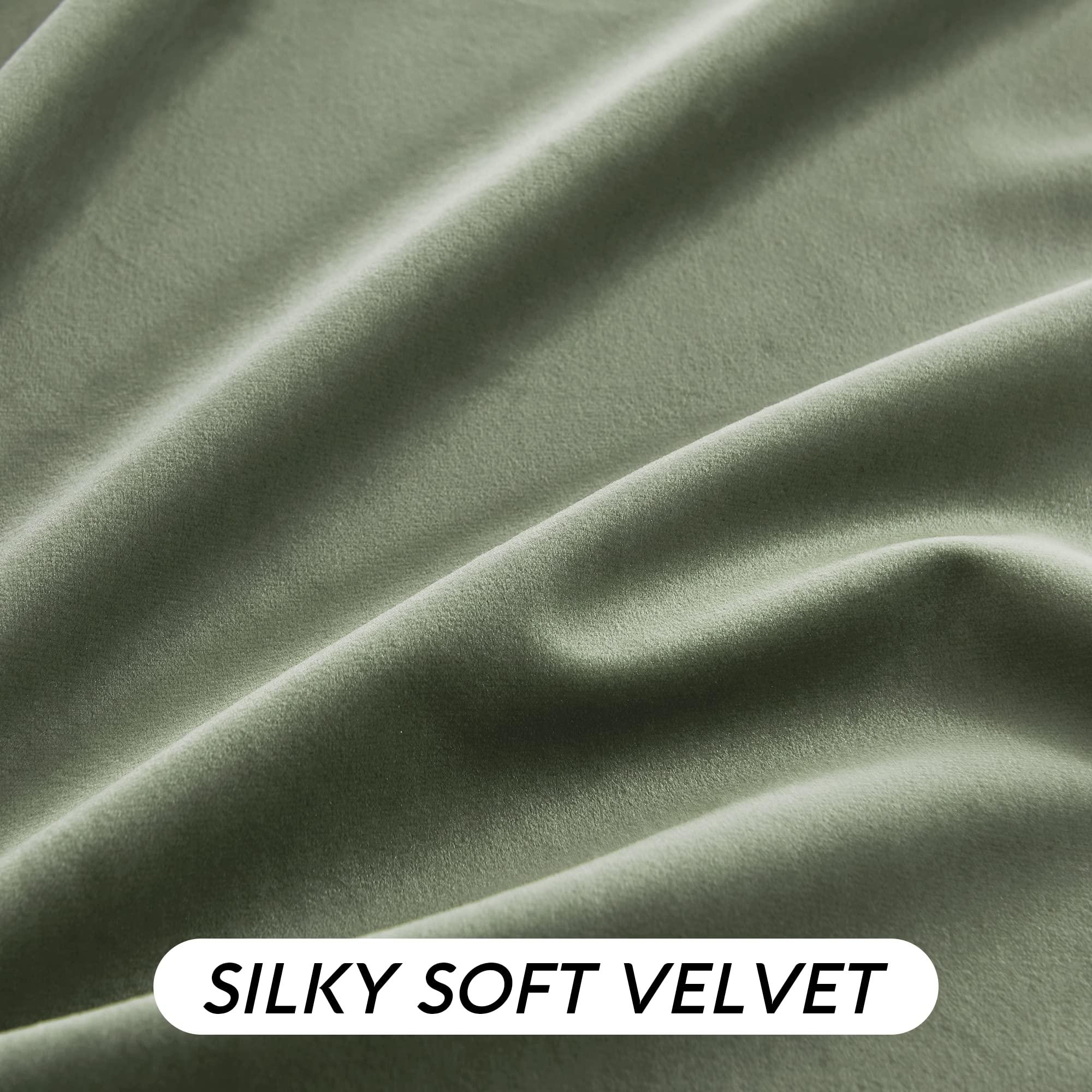 RYB HOME Sage Green Velvet Curtains 84 inches, Room Darkening Super Soft Velvet Drapes with Pleat Tape for Living Room, Thermal Insulated Window Treatment for Bedroom, W52 x L84 inch, 2 Panels - Image 5
